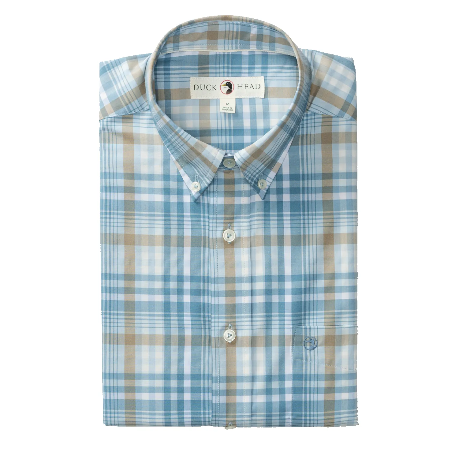 Performance Poplin Sport Shirt - Bunkley Plaid - Sky Blue sold by Duck Head product image thumbnail 2