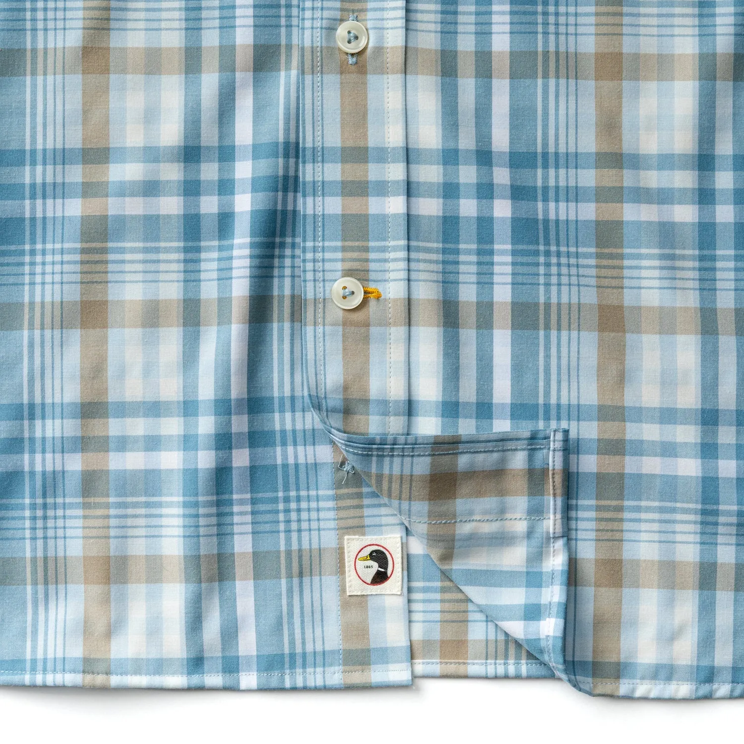 Performance Poplin Sport Shirt - Bunkley Plaid - Sky Blue sold by Duck Head product image thumbnail 4