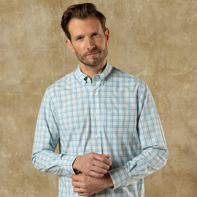 Performance Poplin Sport Shirt - Brody Plaid - Yellow made by Duck Head