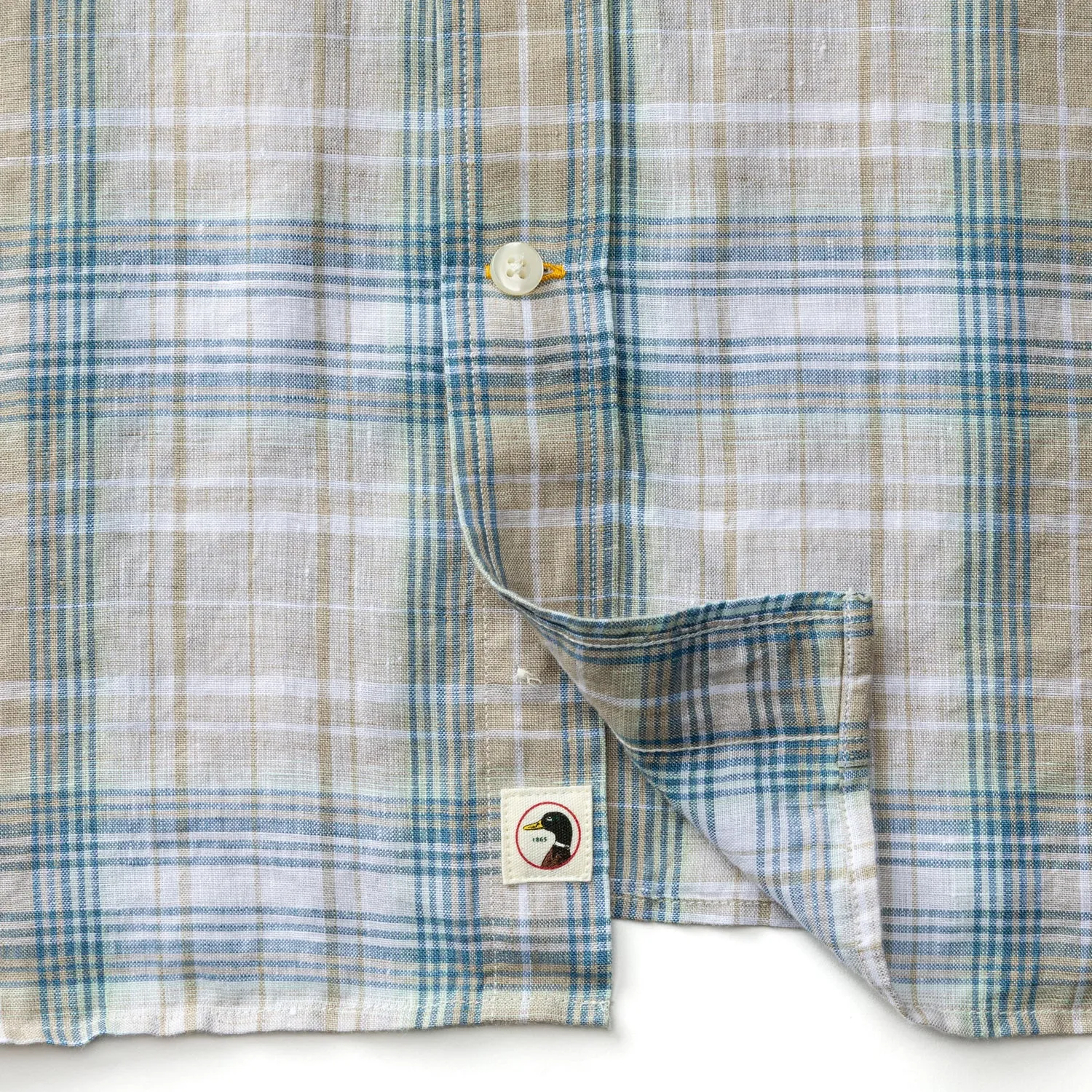 Linen Poplin Sport Shirt - Chaplin Plaid - Sandstone sold by Duck Head product image thumbnail 4