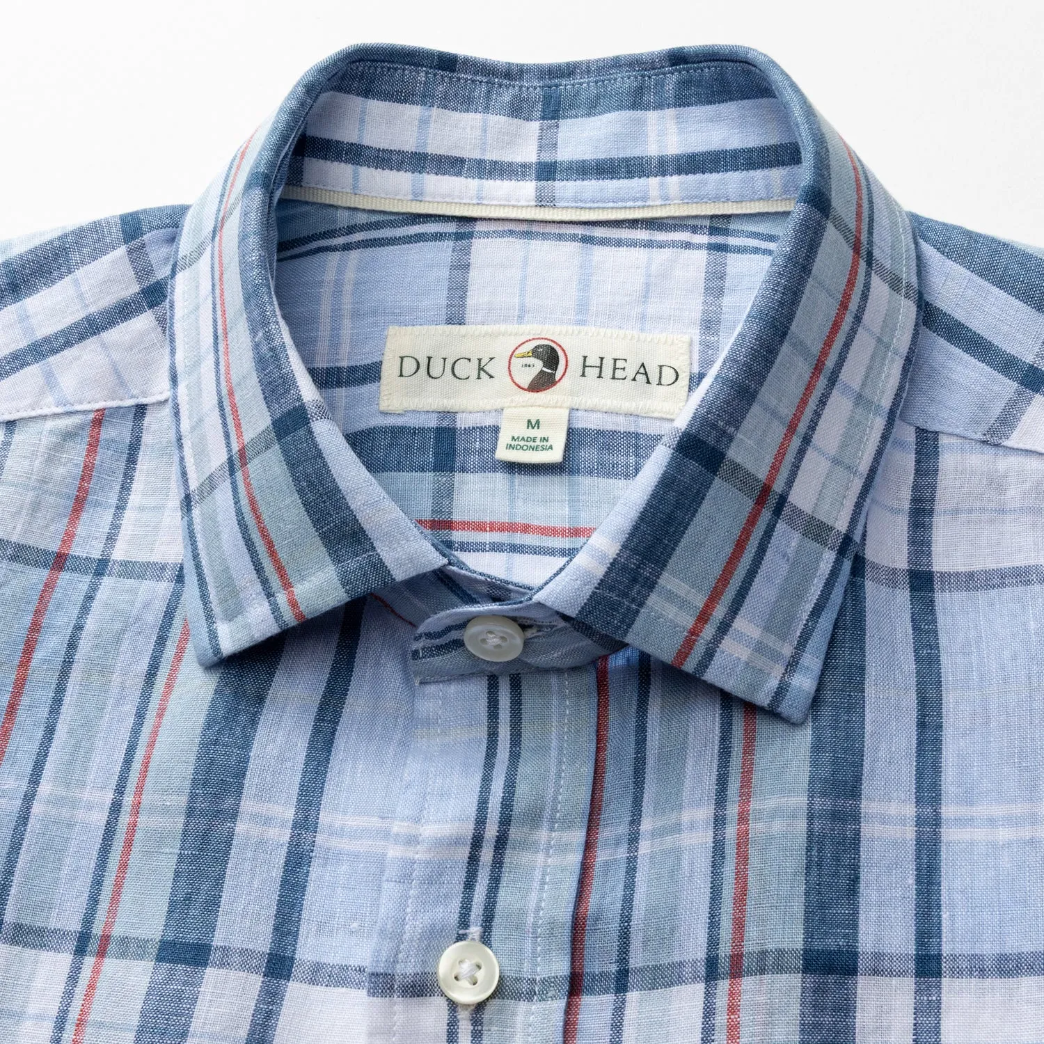 Linen Poplin Sport Shirt - Bridger Plaid - Serenity Blue sold by Duck Head product image thumbnail 3