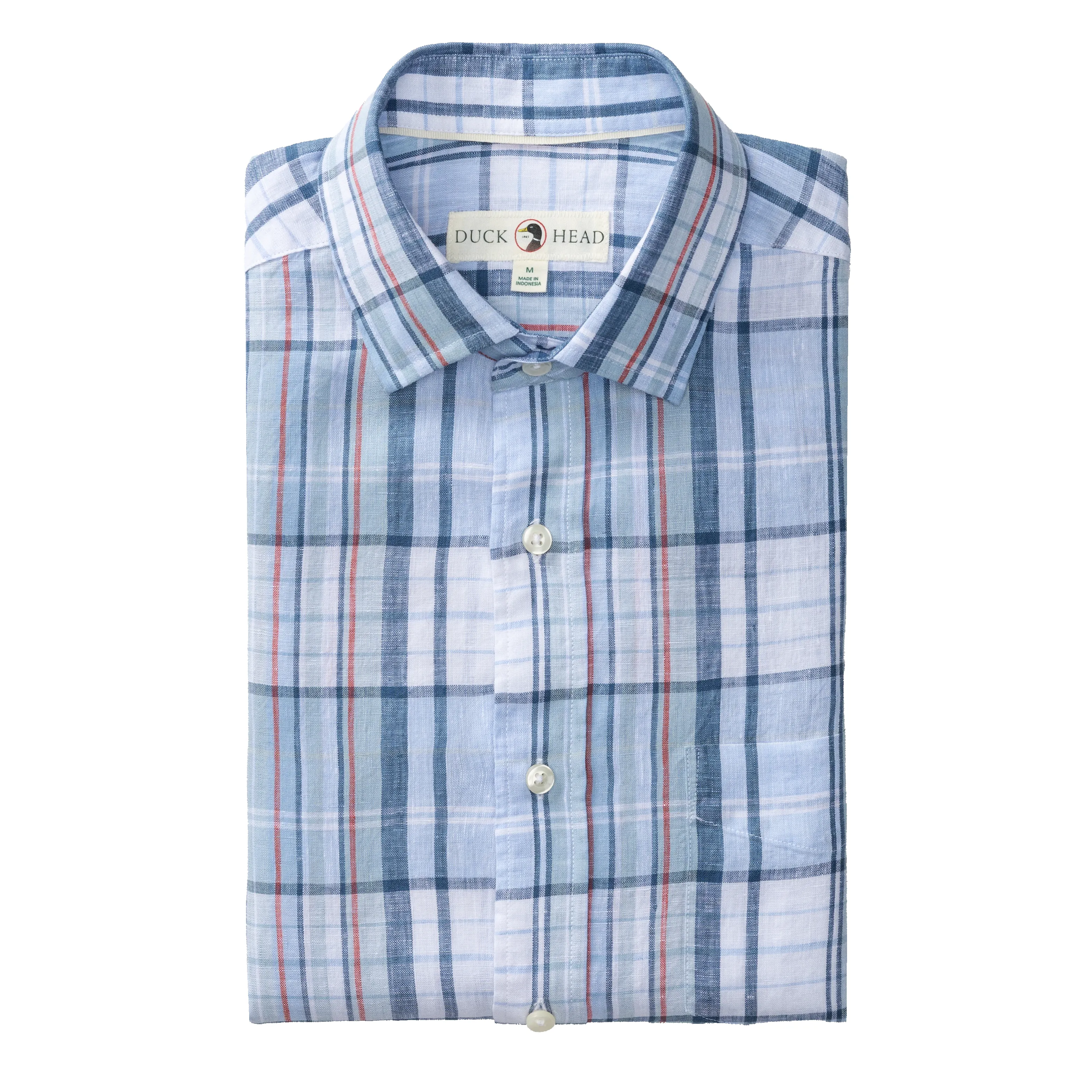 Linen Poplin Sport Shirt - Bridger Plaid - Serenity Blue sold by Duck Head product image thumbnail 2