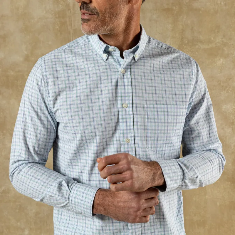 Cotton Twill Sport Shirt - Ashland Plaid - Serenity Blue sold by Duck Head