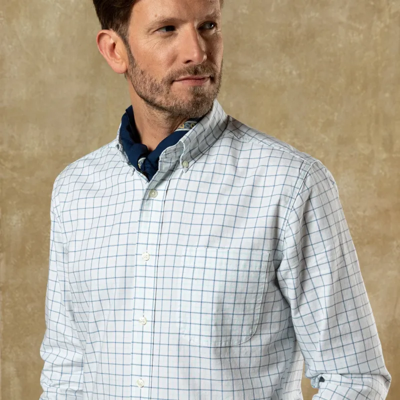 Cotton Oxford Sport Shirt - Kline Plaid - Sunwashed Blue made by Duck Head
