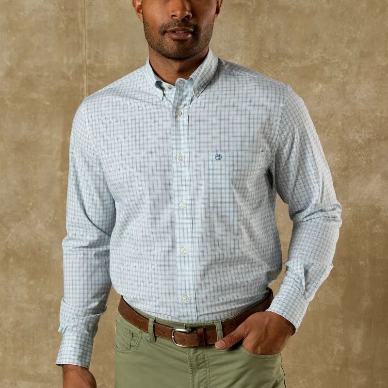 Performance Poplin Sport Shirt - Stokes Plaid - Seafoam Green made by Duck Head