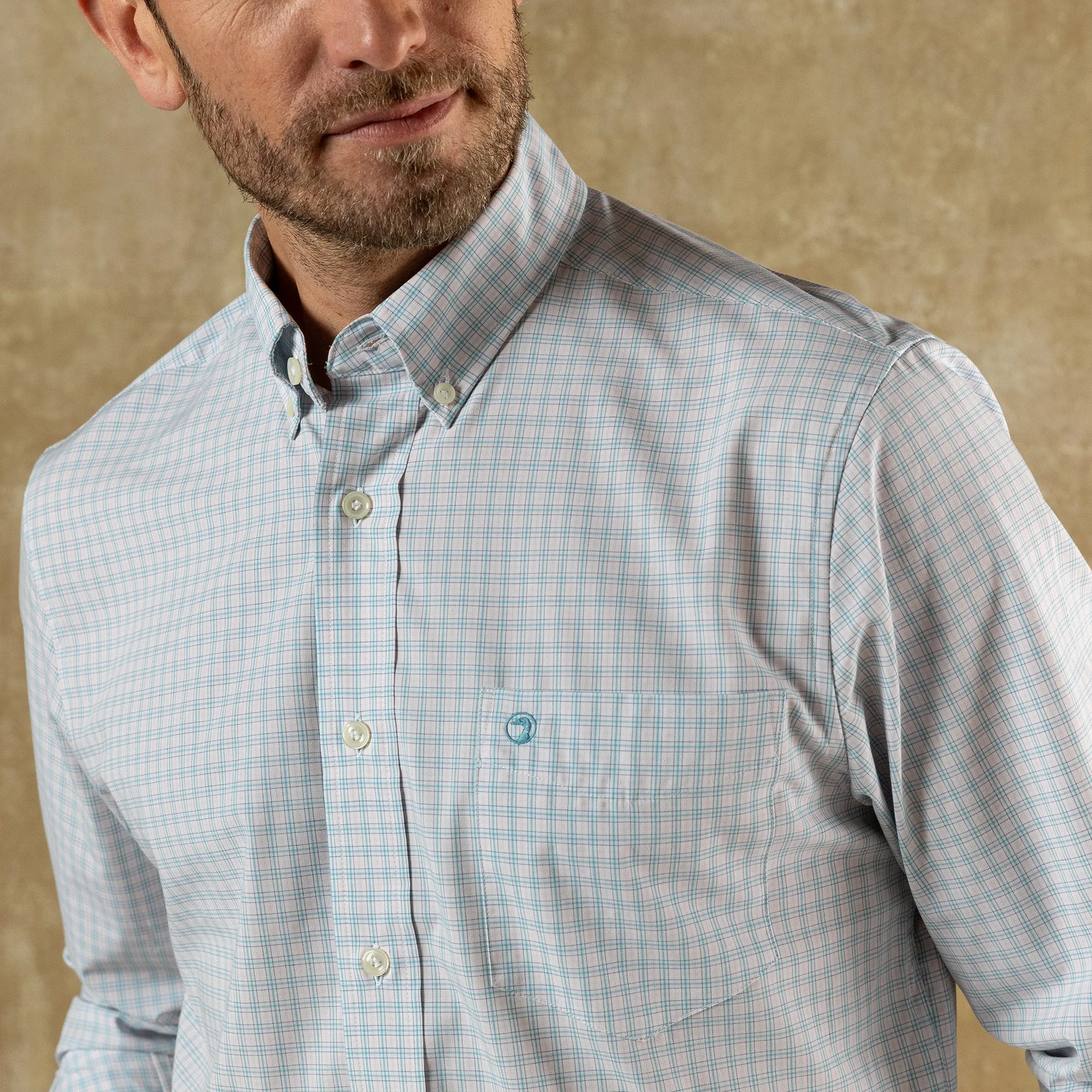 Performance Poplin Sport Shirt - Stokes Plaid - Pale Pink sold by Duck Head product image thumbnail 2