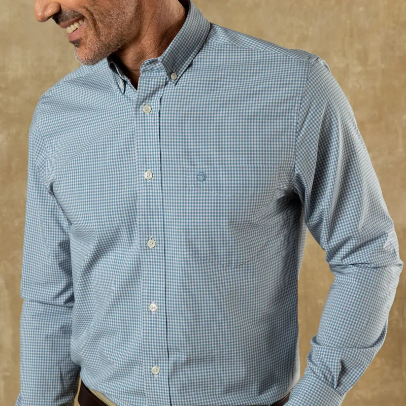 Performance Poplin Sport Shirt - Lyle Gingham - Pale Pink made by Duck Head