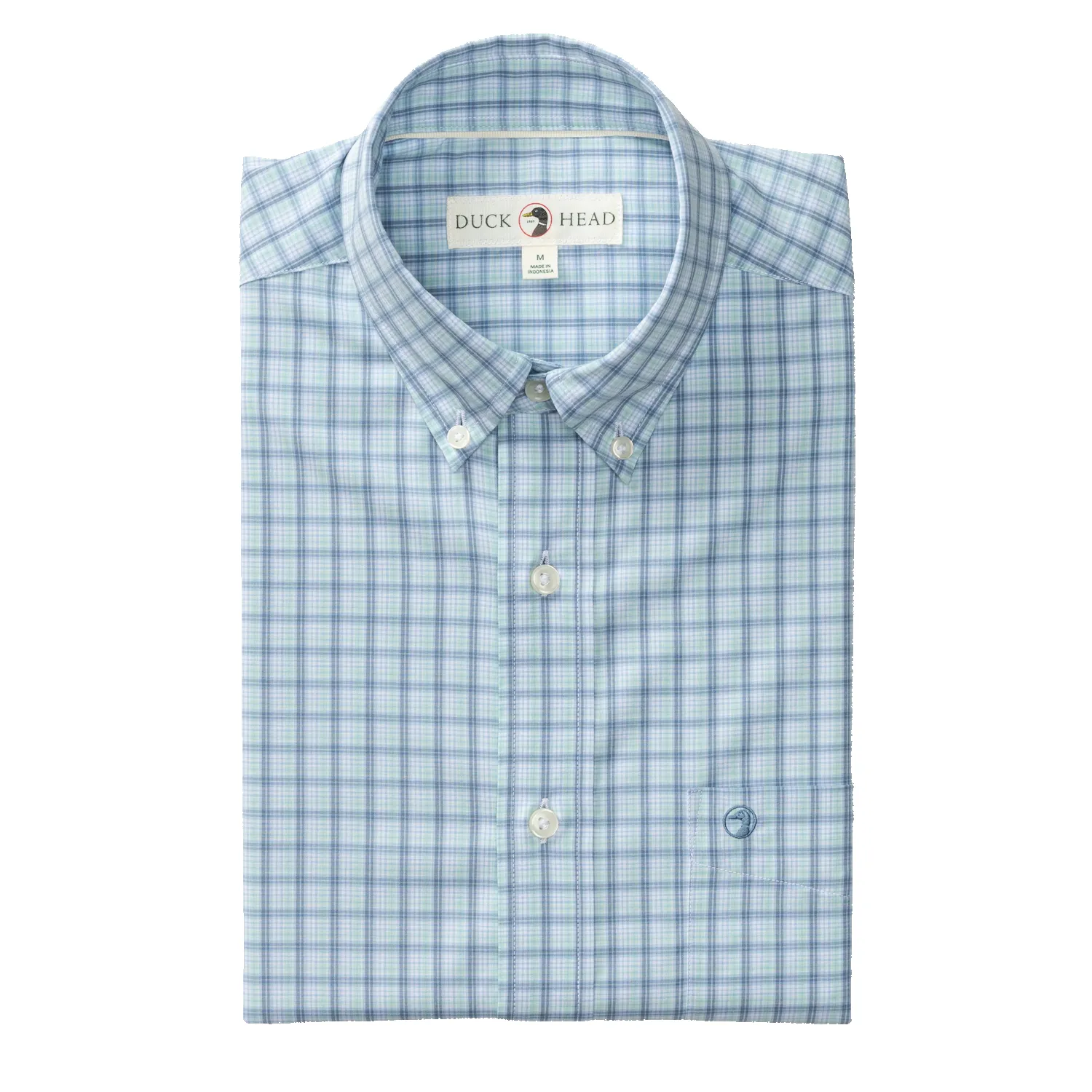 Performance Poplin Sport Shirt - Linwood Plaid - Seafoam Green sold by Duck Head product image thumbnail 3