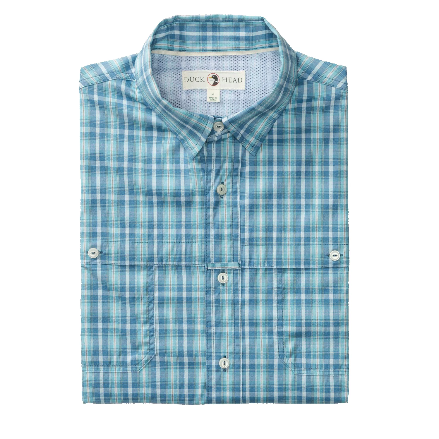 Performance Dobby Guide Shirt - Melrose Plaid - Lake Blue sold by Duck Head product image thumbnail 4