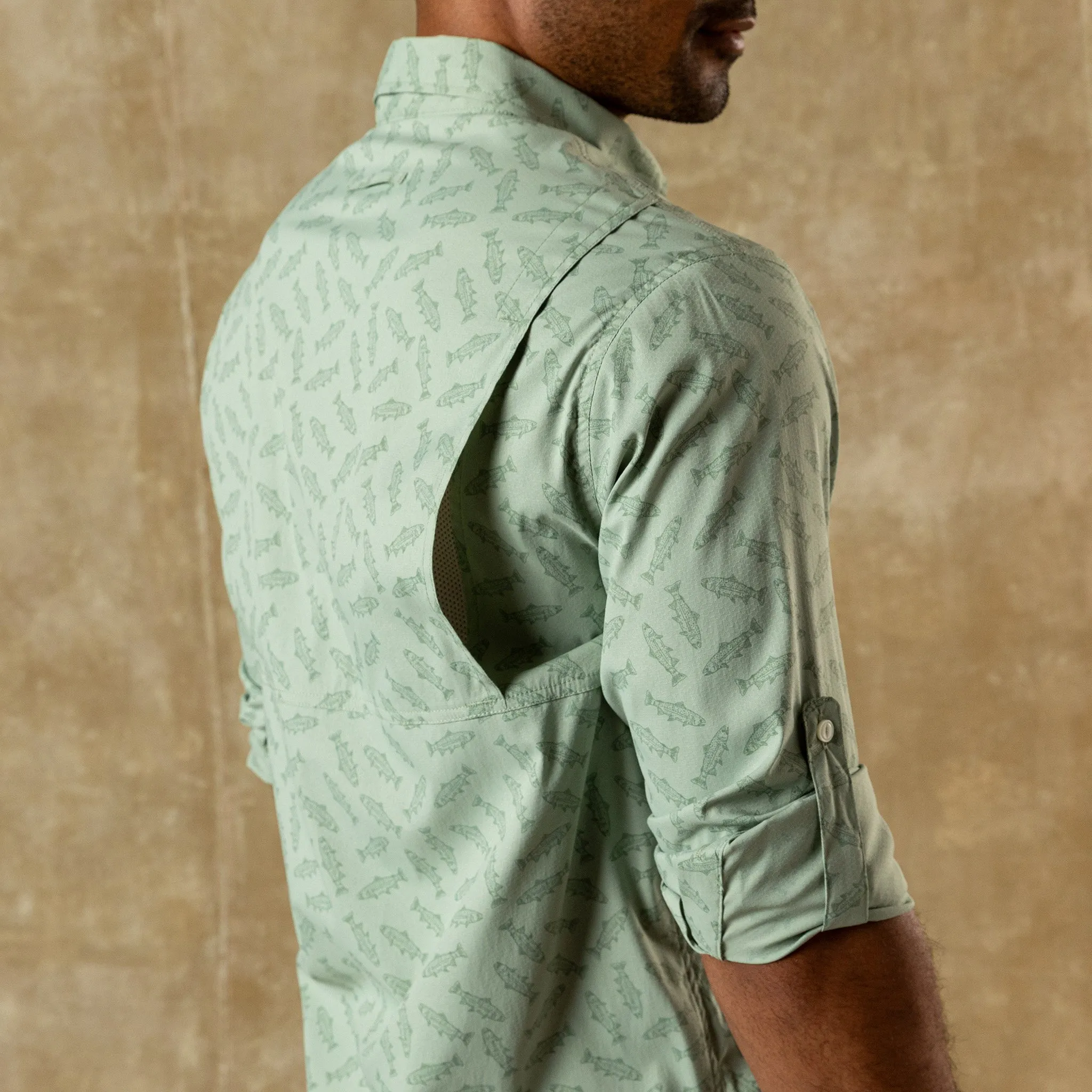 Performance Dobby Guide Shirt - Angler Print - Sage sold by Duck Head product image thumbnail 3