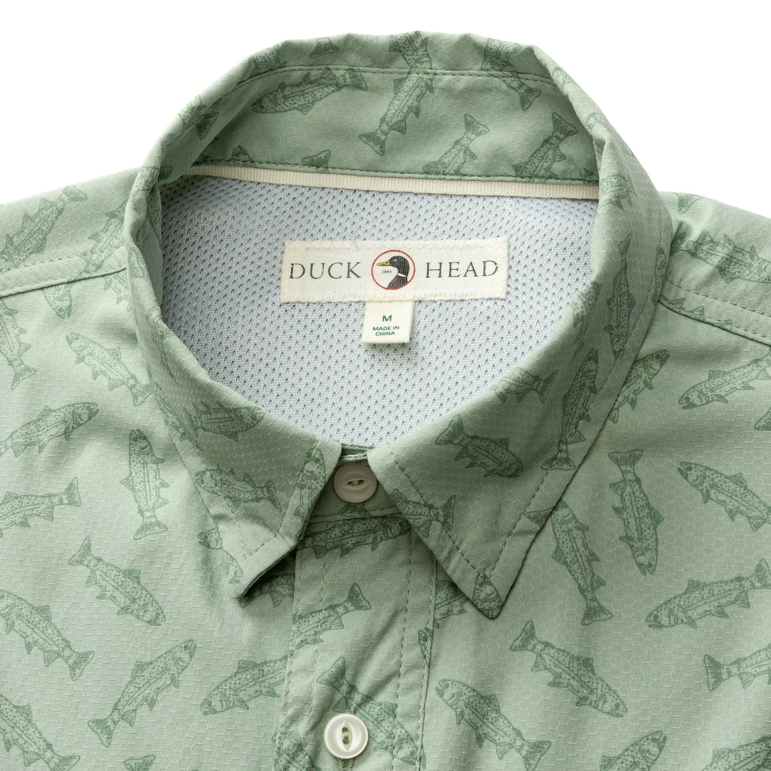 Performance Dobby Guide Shirt - Angler Print - Sage sold by Duck Head product image thumbnail 5