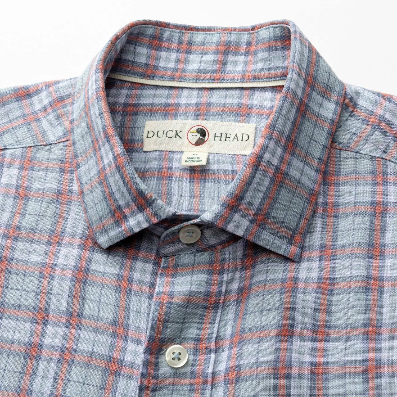 Linen Poplin Sport Shirt - Piers Plaid - Sky Blue sold by Duck Head product image thumbnail 3