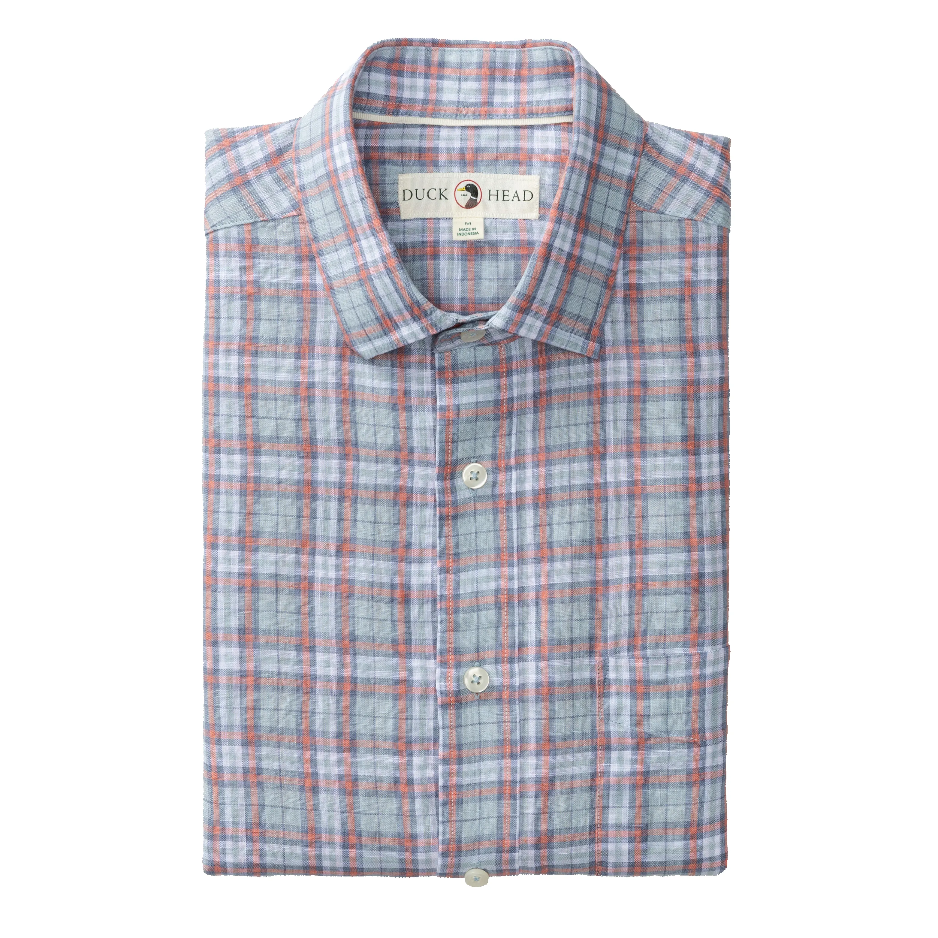 Linen Poplin Sport Shirt - Piers Plaid - Sky Blue sold by Duck Head product image thumbnail 2