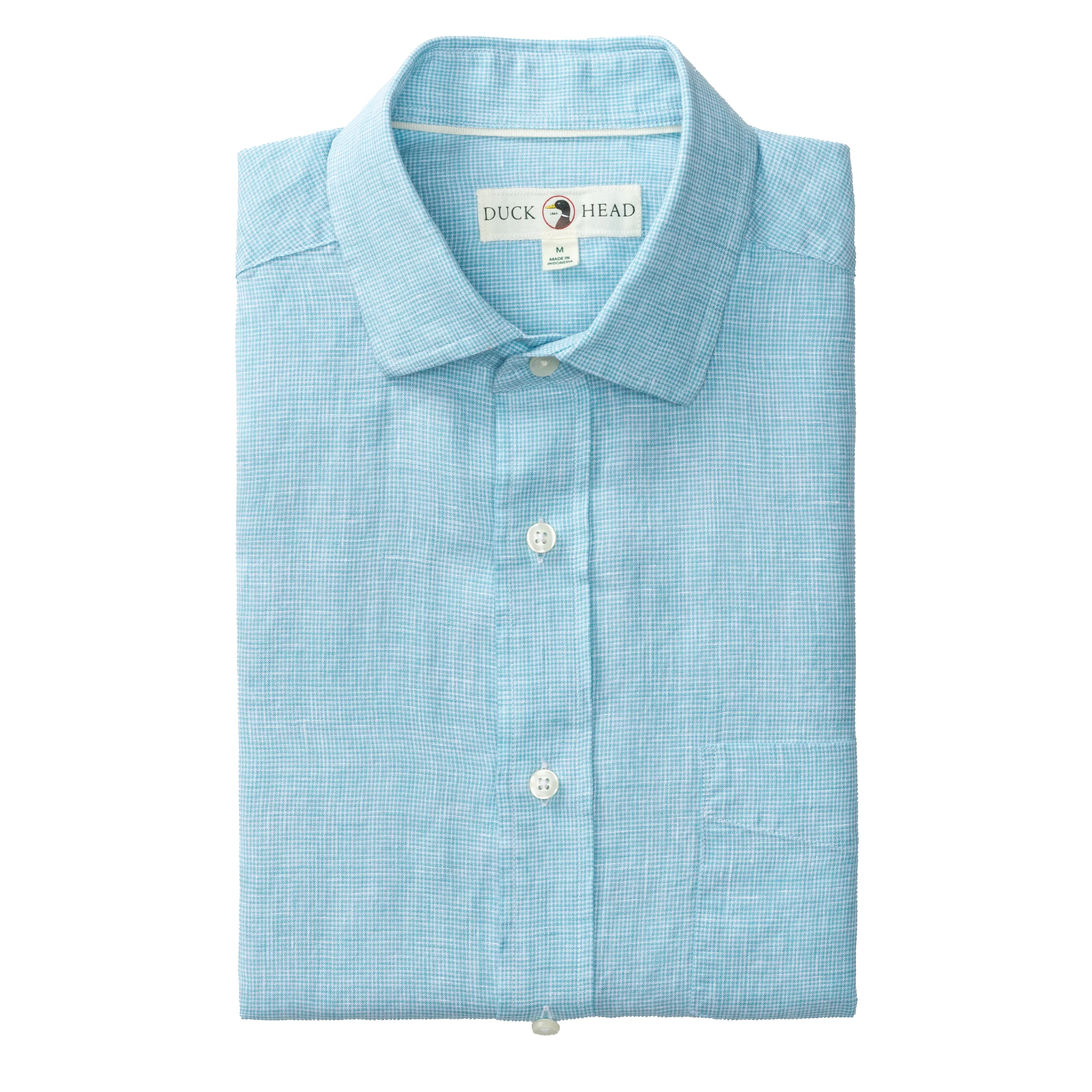 Linen Poplin Sport Shirt - Fenton Plaid - Lake Blue sold by Duck Head product image thumbnail 2