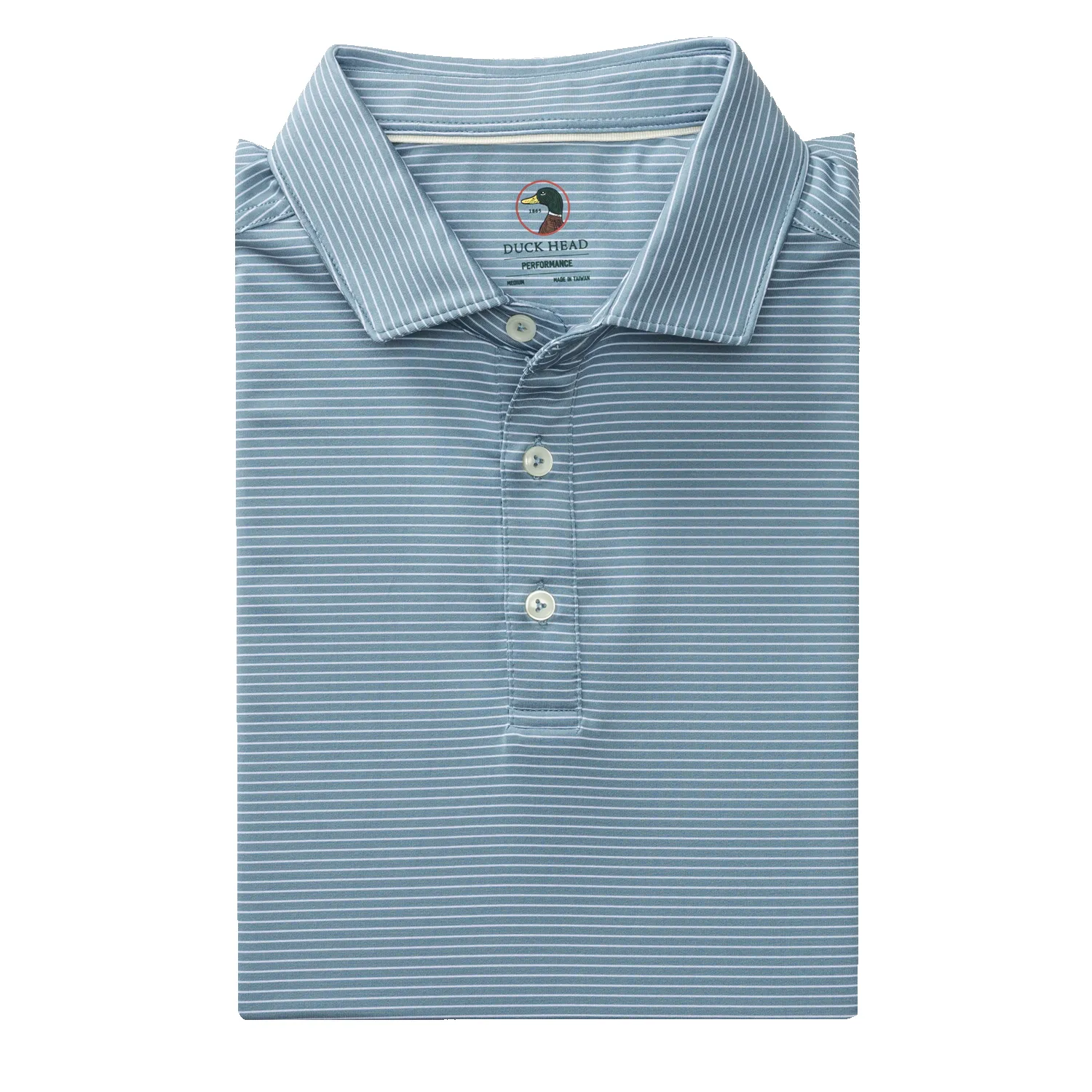 Long Drive Performance Polo - Whit Stripe - Windblown Sky sold by Duck Head product image thumbnail 3