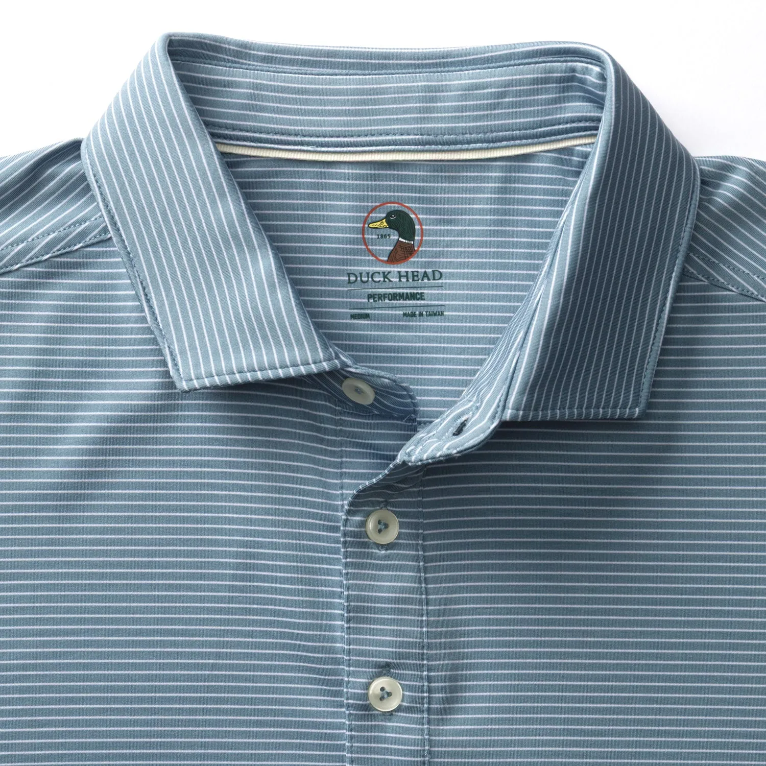 Long Drive Performance Polo - Whit Stripe - Windblown Sky sold by Duck Head product image thumbnail 4