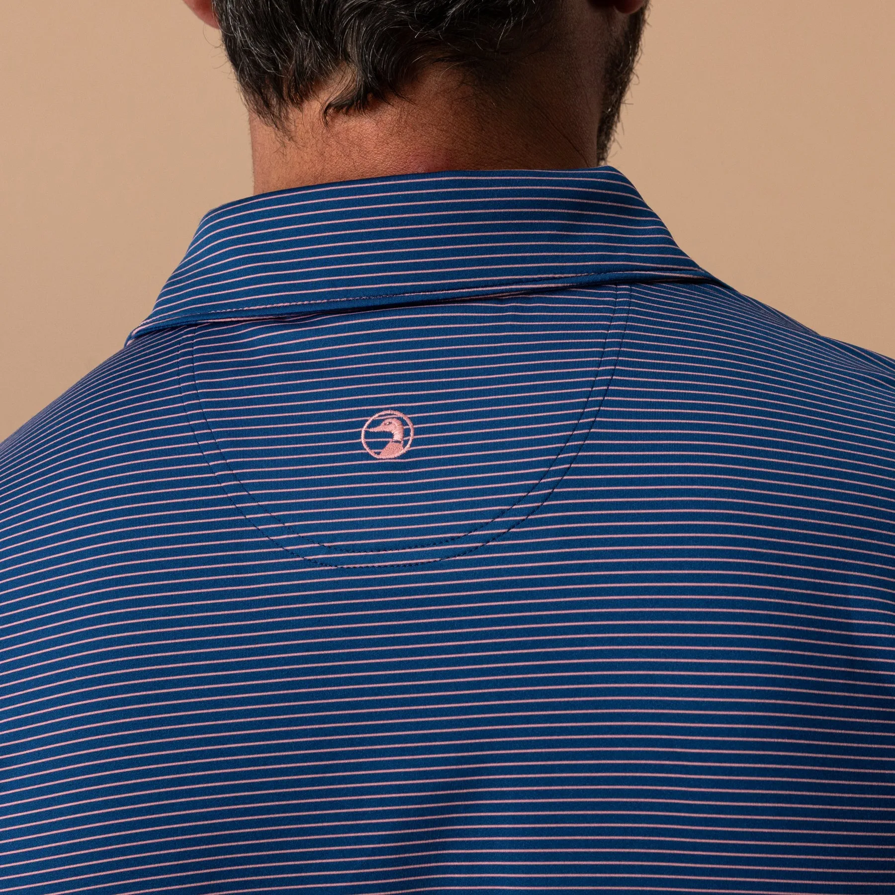 Long Drive Performance Polo - Whit Stripe - Navy Peony sold by Duck Head product image thumbnail 2