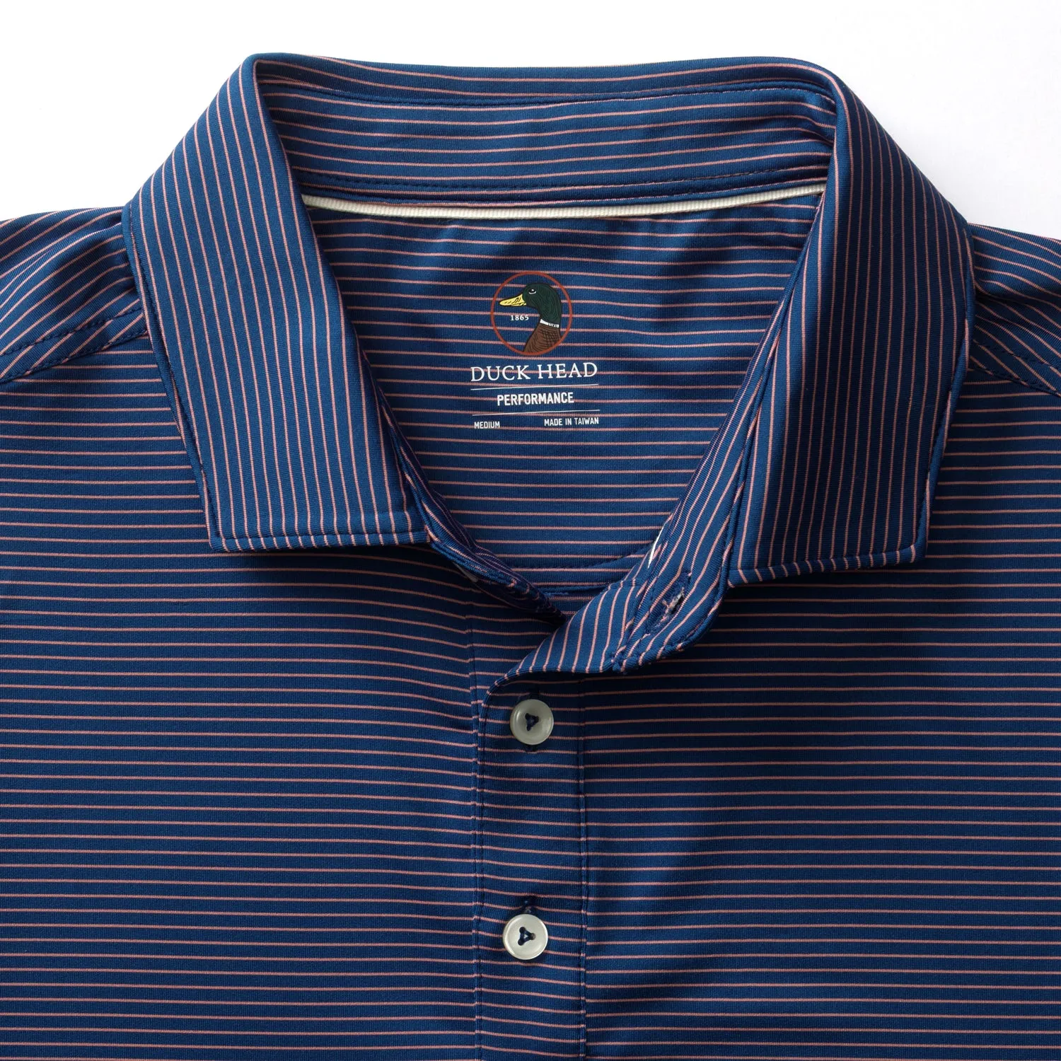 Long Drive Performance Polo - Whit Stripe - Navy Peony sold by Duck Head product image thumbnail 4