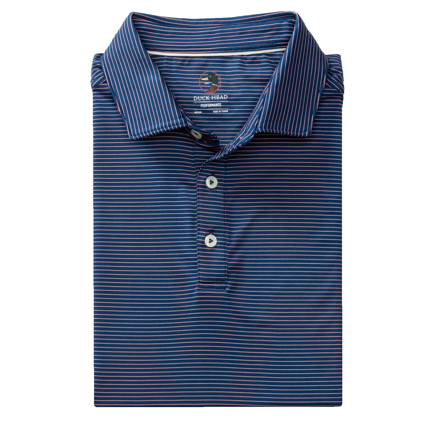 Long Drive Performance Polo - Whit Stripe - Navy Peony sold by Duck Head product image thumbnail 3