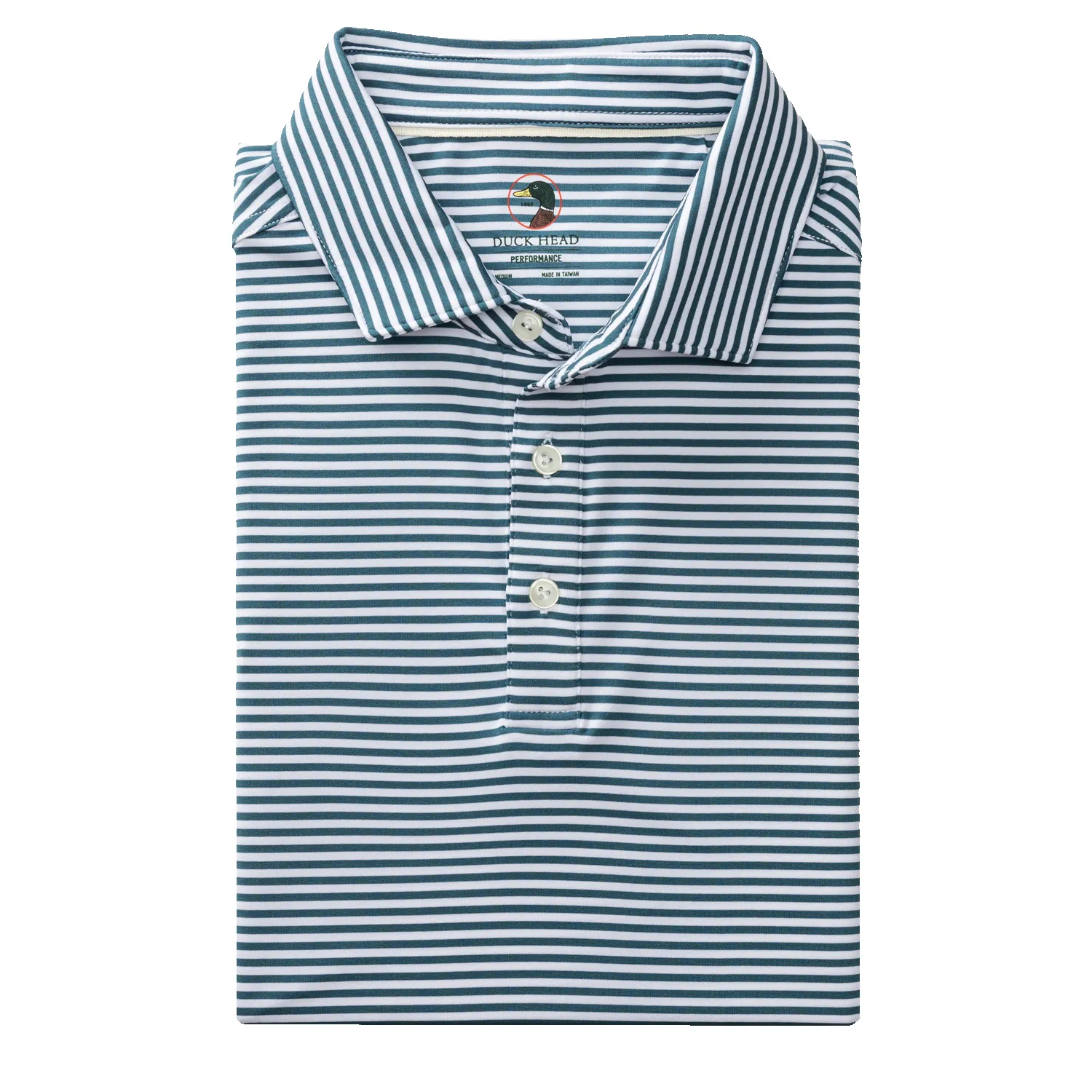 Long Drive Performance Polo - Kirk Stripe - Stormy Teal sold by Duck Head product image thumbnail 3