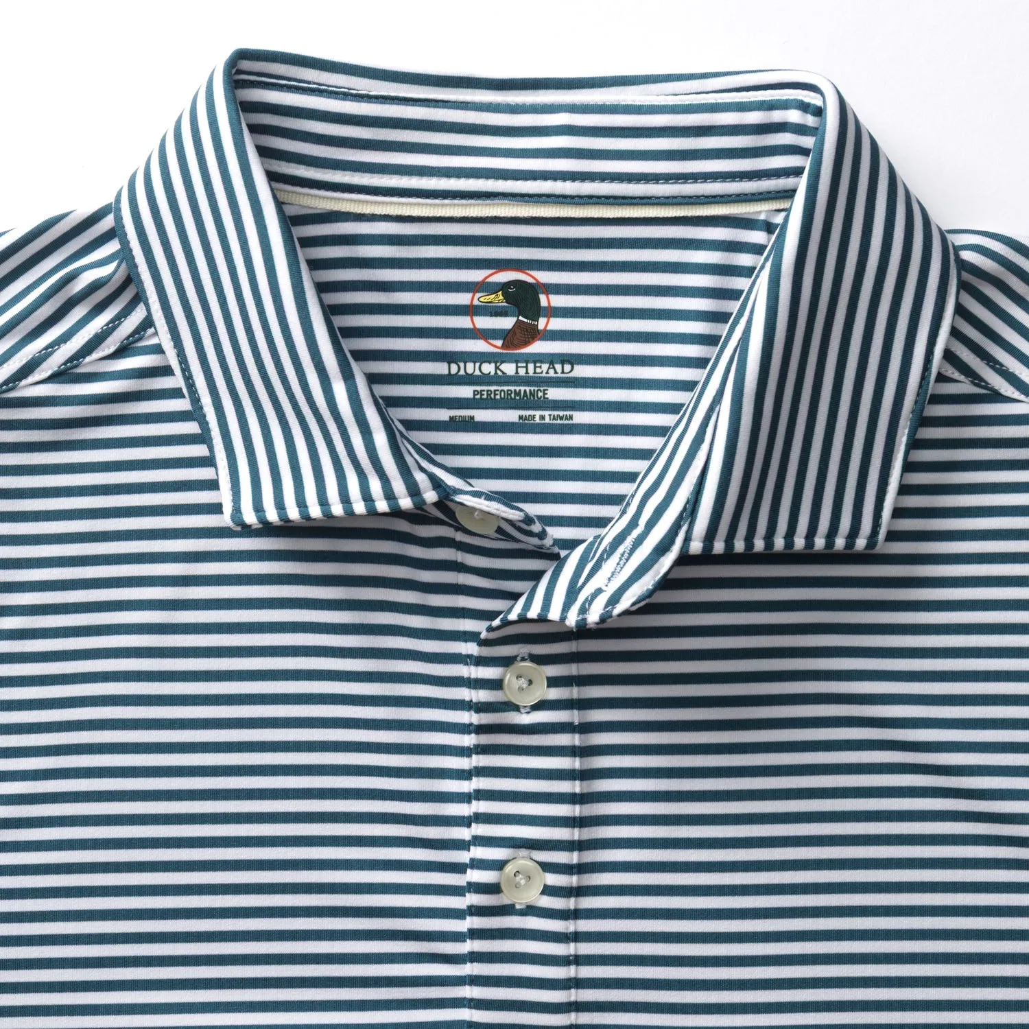 Long Drive Performance Polo - Kirk Stripe - Stormy Teal sold by Duck Head product image thumbnail 4