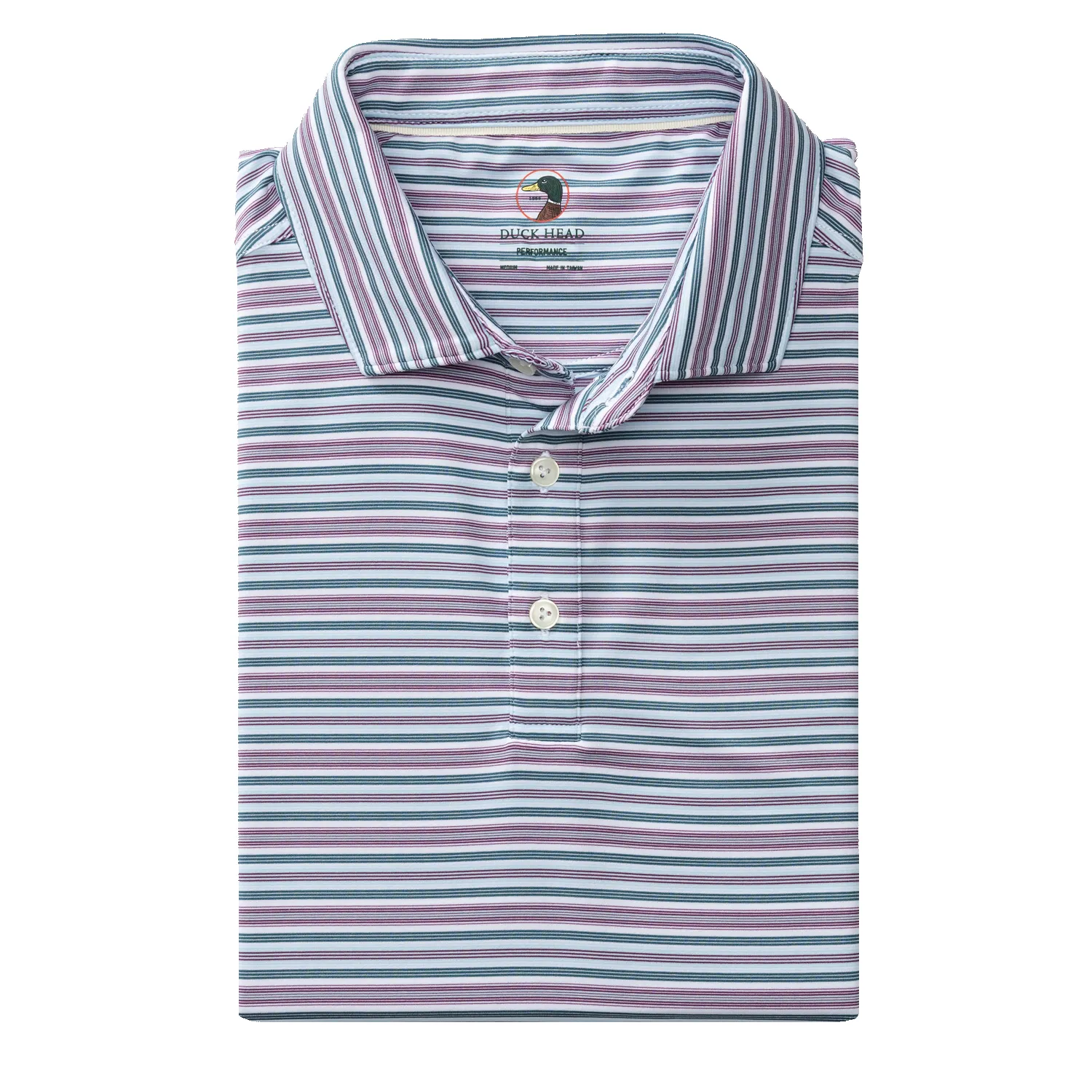 Long Drive Performance Polo - Caro Stripe - Aubergine sold by Duck Head product image thumbnail 3
