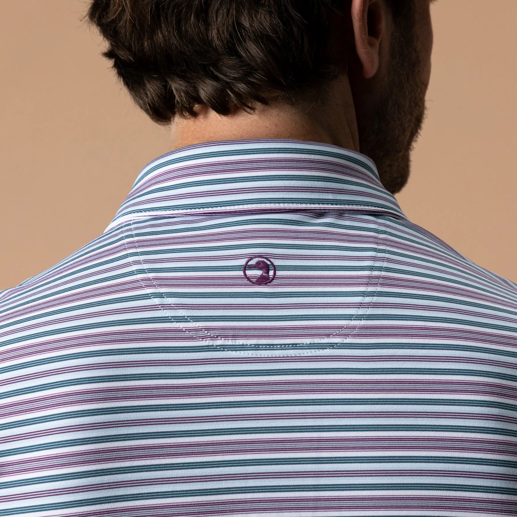 Long Drive Performance Polo - Caro Stripe - Aubergine sold by Duck Head product image thumbnail 2
