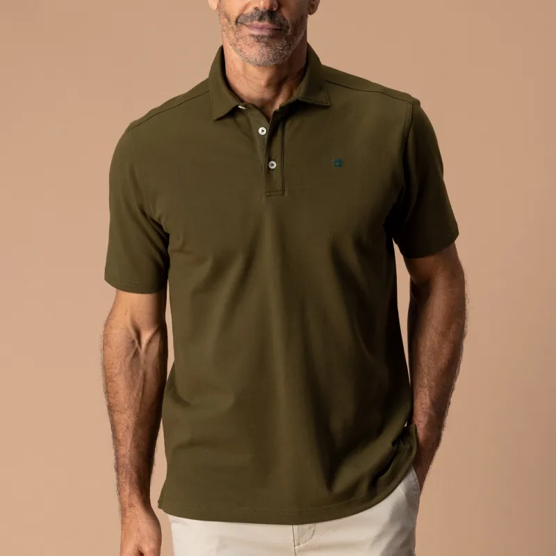 Hanover Pima Cotton Pique Polo - Dark Olive made by Duck Head