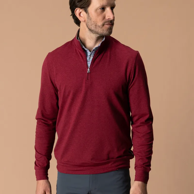Long Drive Performance 1/4 Zip Pullover - Deep Red made by Duck Head