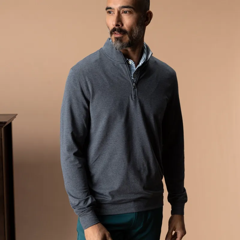 Long Drive Performance 1/4 Zip Pullover - Charcoal Heather made by Duck Head