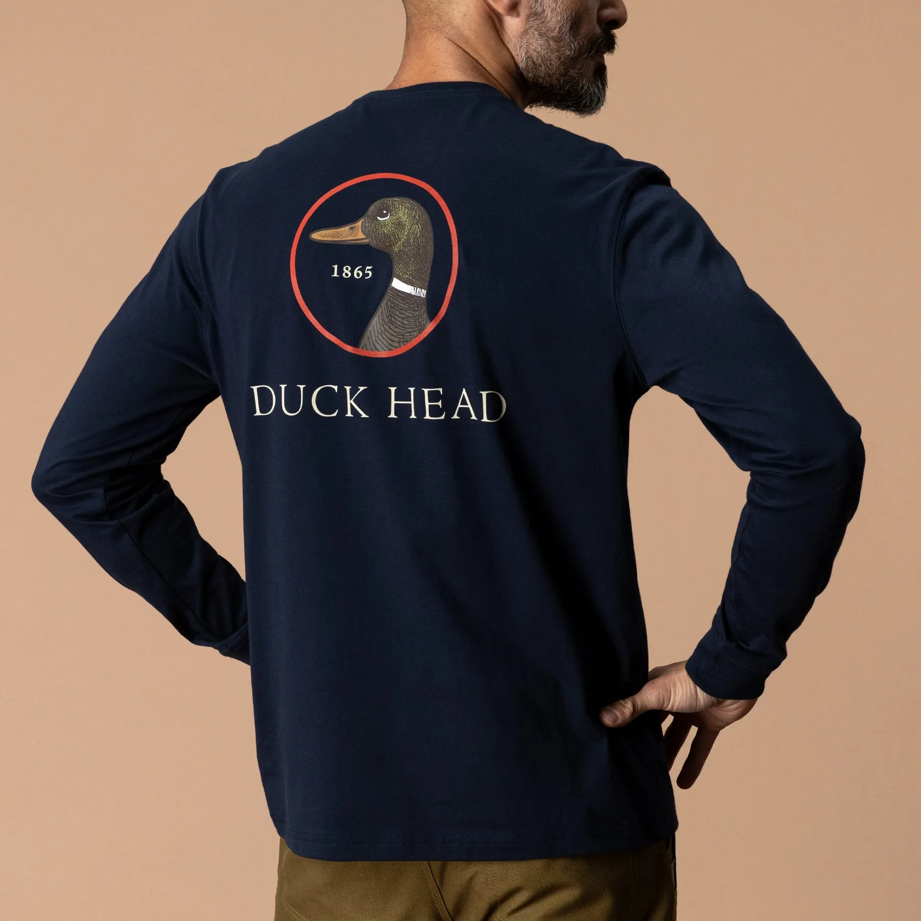 Logo Long Sleeve T-Shirt - Deep Navy sold by Duck Head