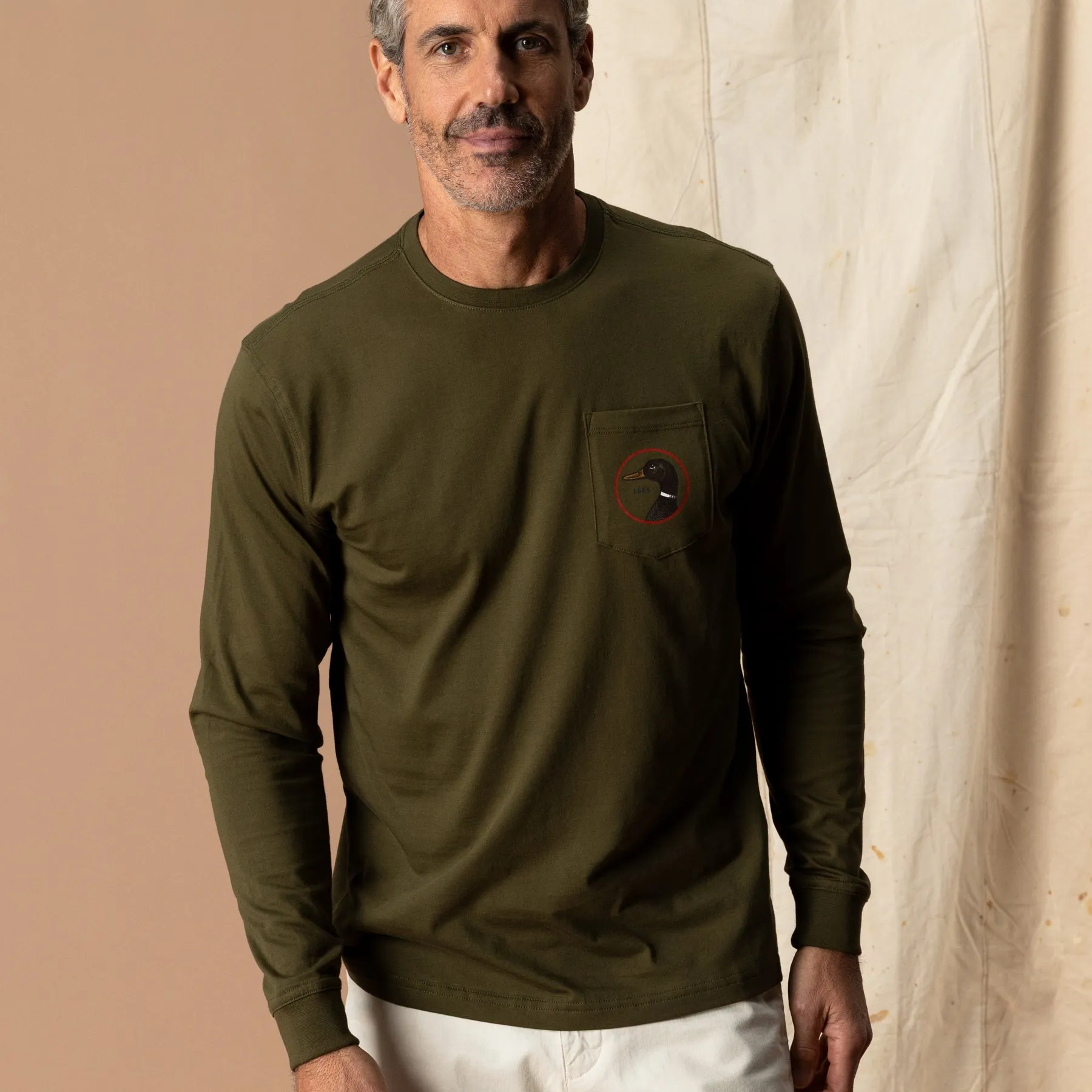 Logo Long Sleeve T-Shirt - Dark Olive sold by Duck Head product image thumbnail 2