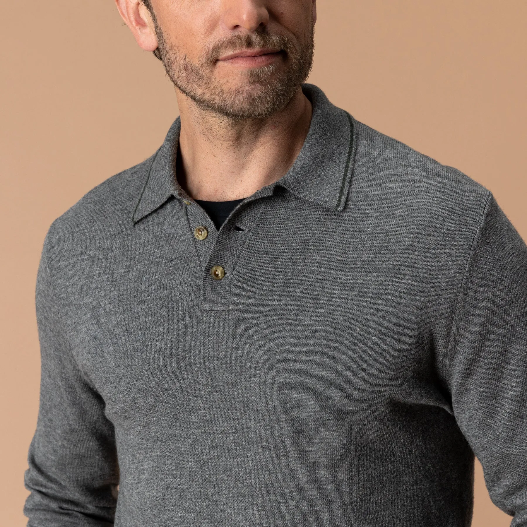 Jonas Merino Polo Sweater - Fossil Gray Heather sold by Duck Head product image thumbnail 2