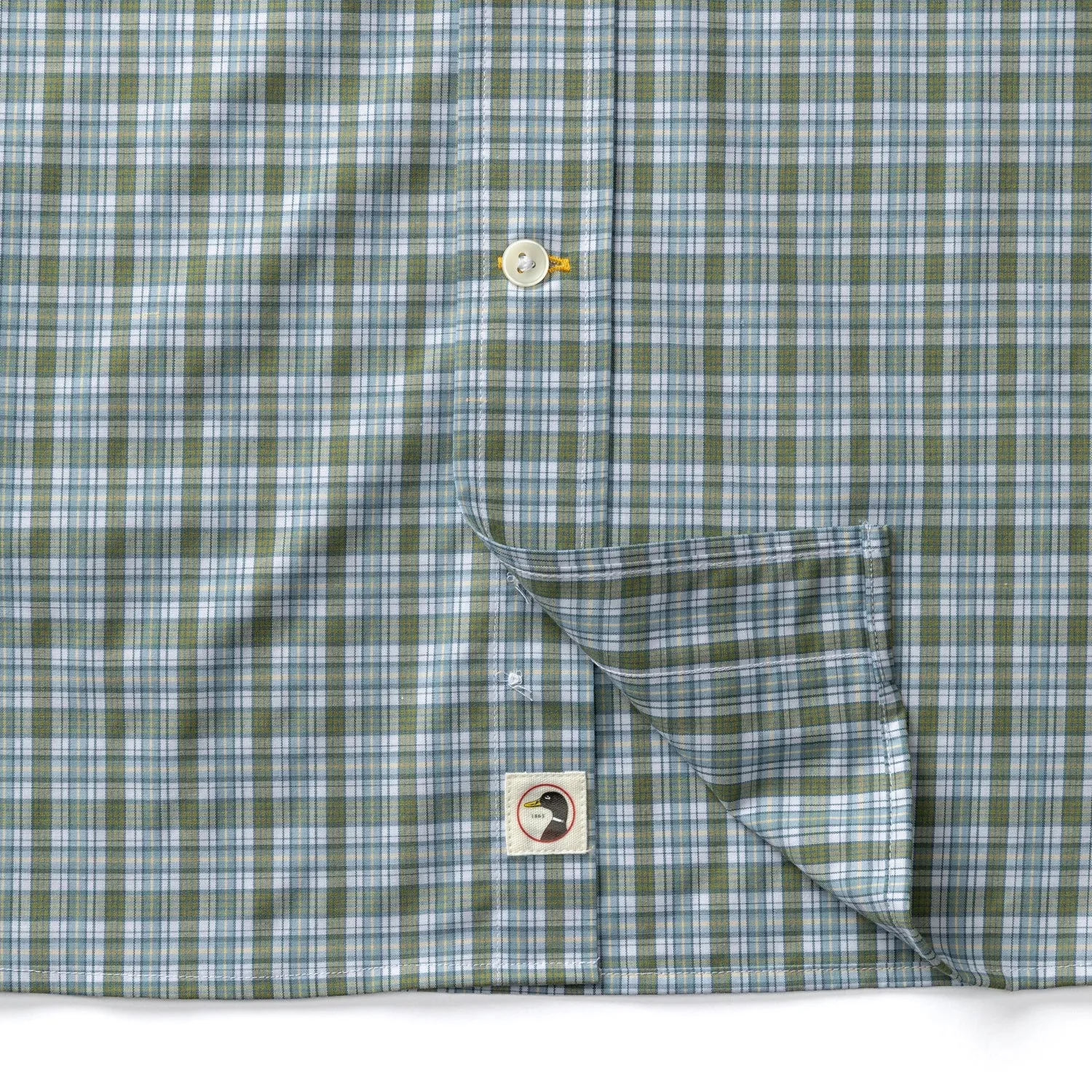 Performance Poplin Sport Shirt - Denton Plaid - Mossy Bark sold by Duck Head product image thumbnail 4
