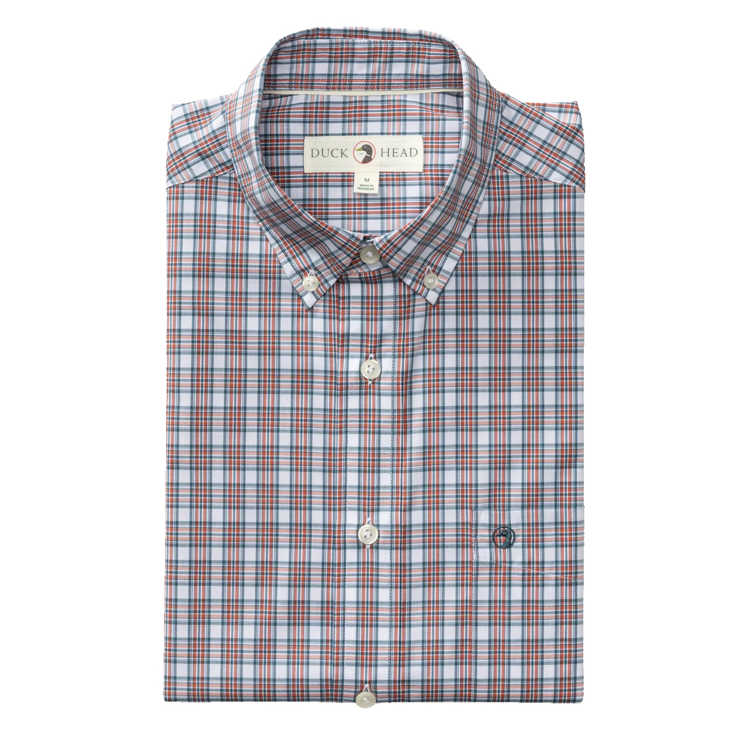 Performance Poplin Sport Shirt - Barrett Plaid - Cedarwood Red sold by Duck Head product image thumbnail 2