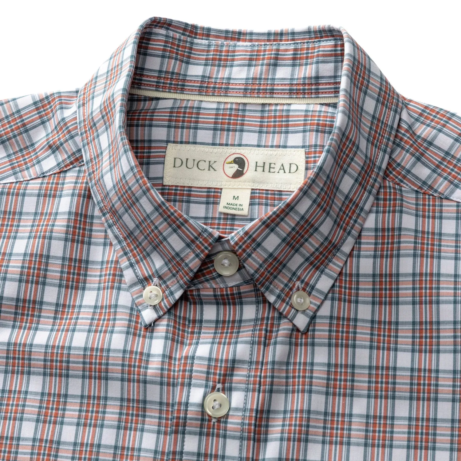 Performance Poplin Sport Shirt - Barrett Plaid - Cedarwood Red sold by Duck Head product image thumbnail 3