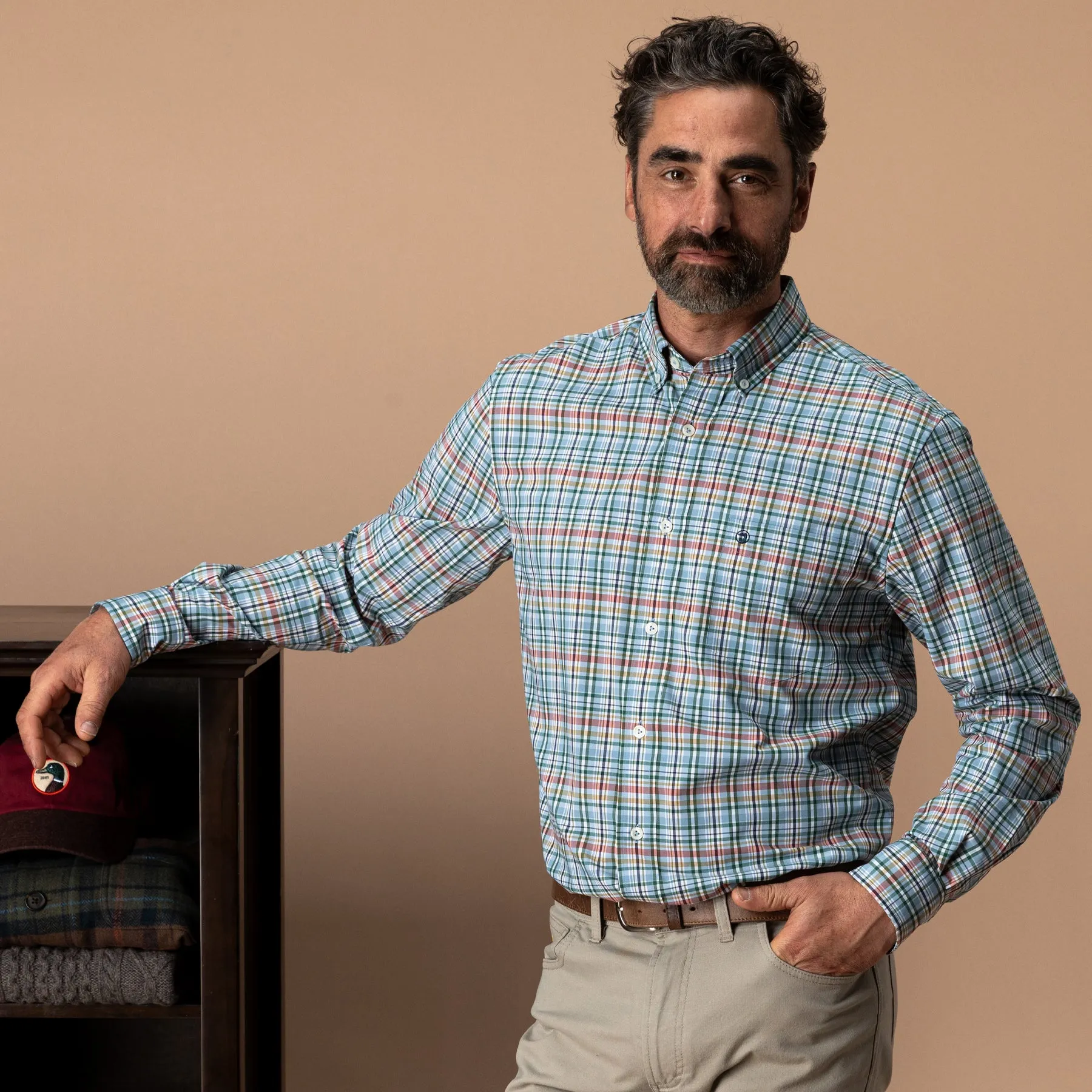 Performance Poplin Sport Shirt - Winsley Plaid - Windblown Sky sold by Duck Head product image thumbnail 2