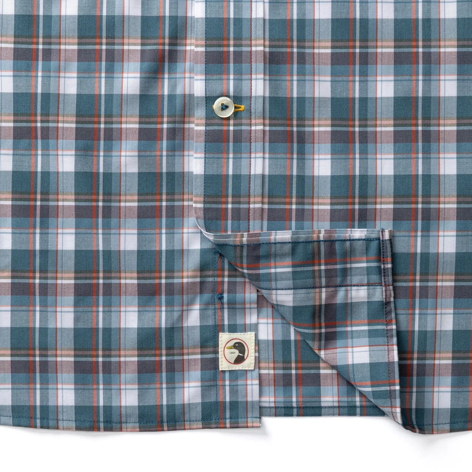Performance Poplin Sport Shirt - Payne Plaid - Stormy Teal sold by Duck Head product image thumbnail 4