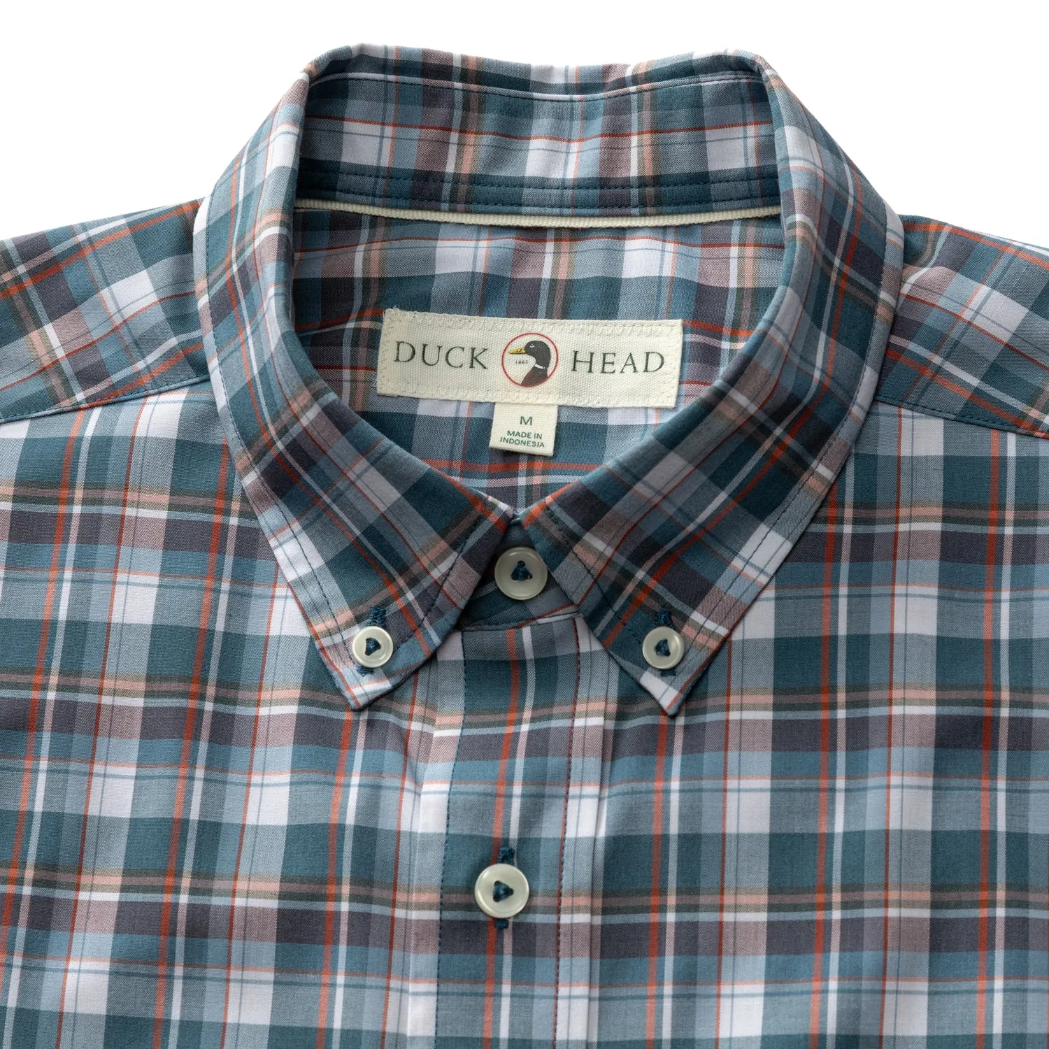 Performance Poplin Sport Shirt - Payne Plaid - Stormy Teal sold by Duck Head product image thumbnail 3