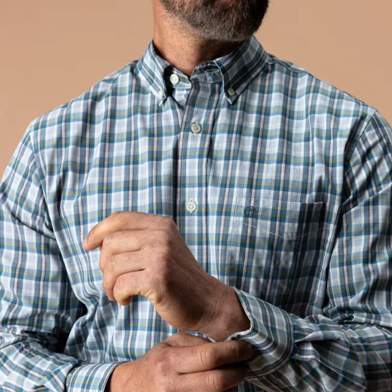 Performance Poplin Sport Shirt - Eaton Plaid - Sandrift Khaki made by Duck Head