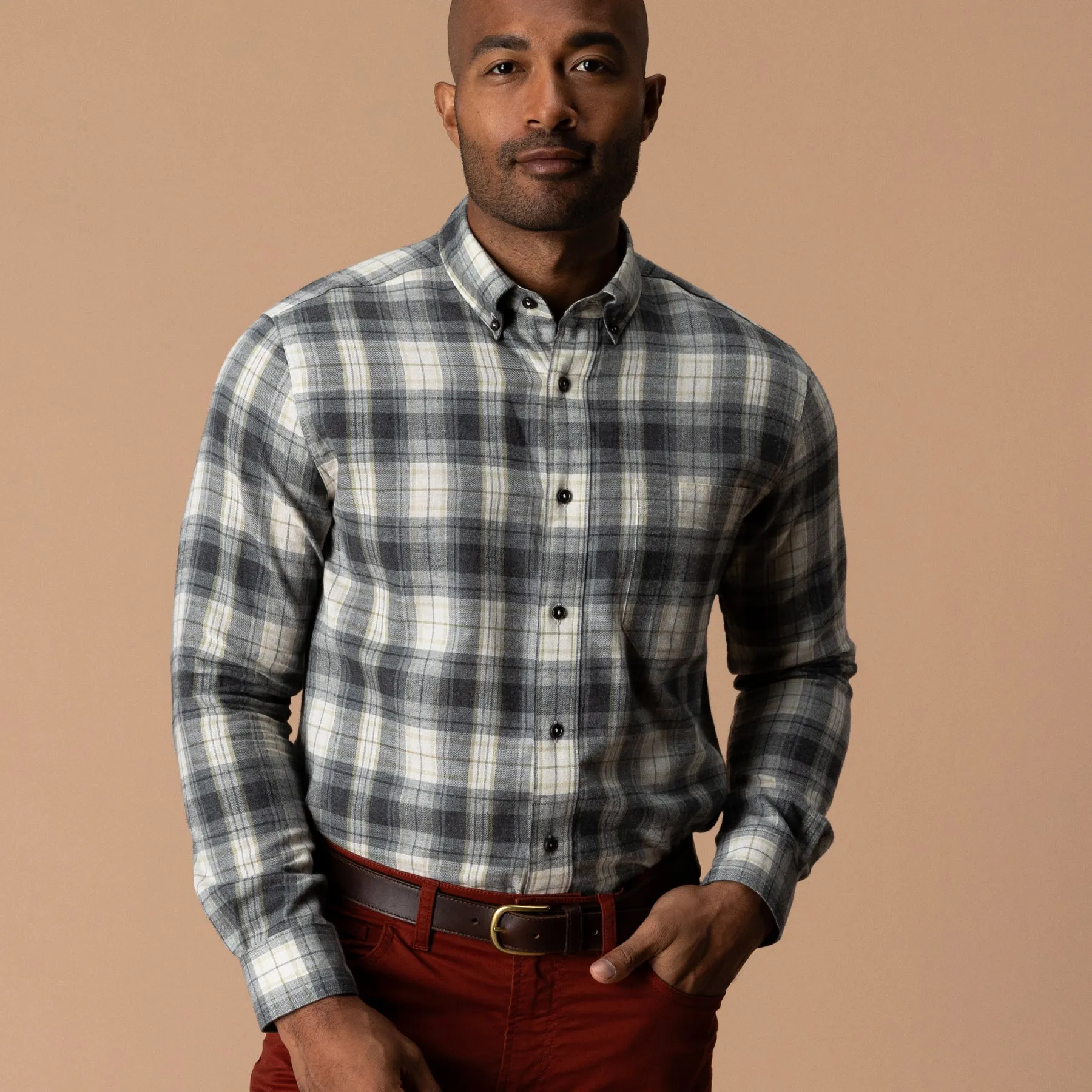 Cotton Flannel Sport Shirt - Rolland Plaid - Charcoal Heather sold by Duck Head product image thumbnail 2