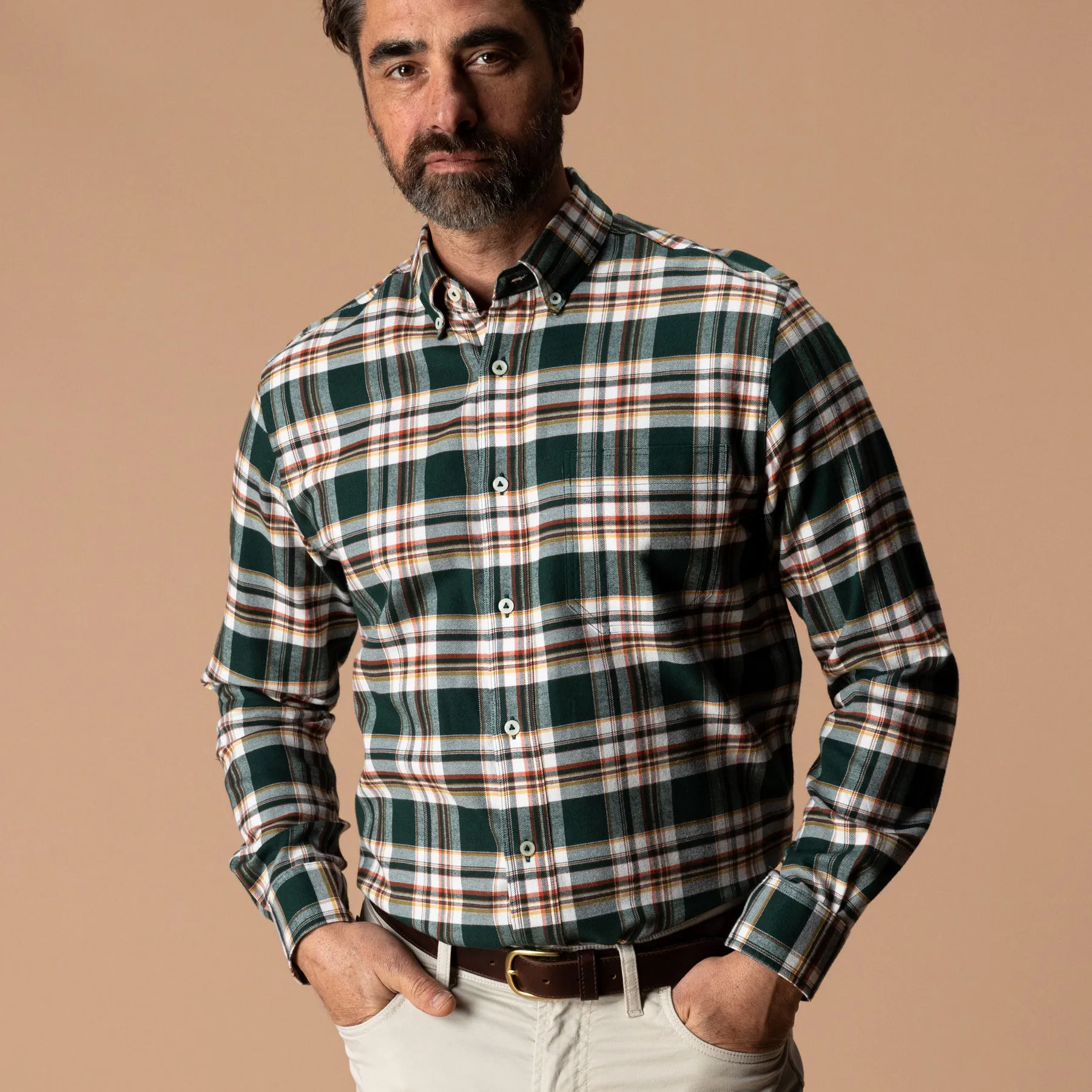 Cotton Flannel Sport Shirt - Pinewell Plaid - Pine Grove sold by Duck Head