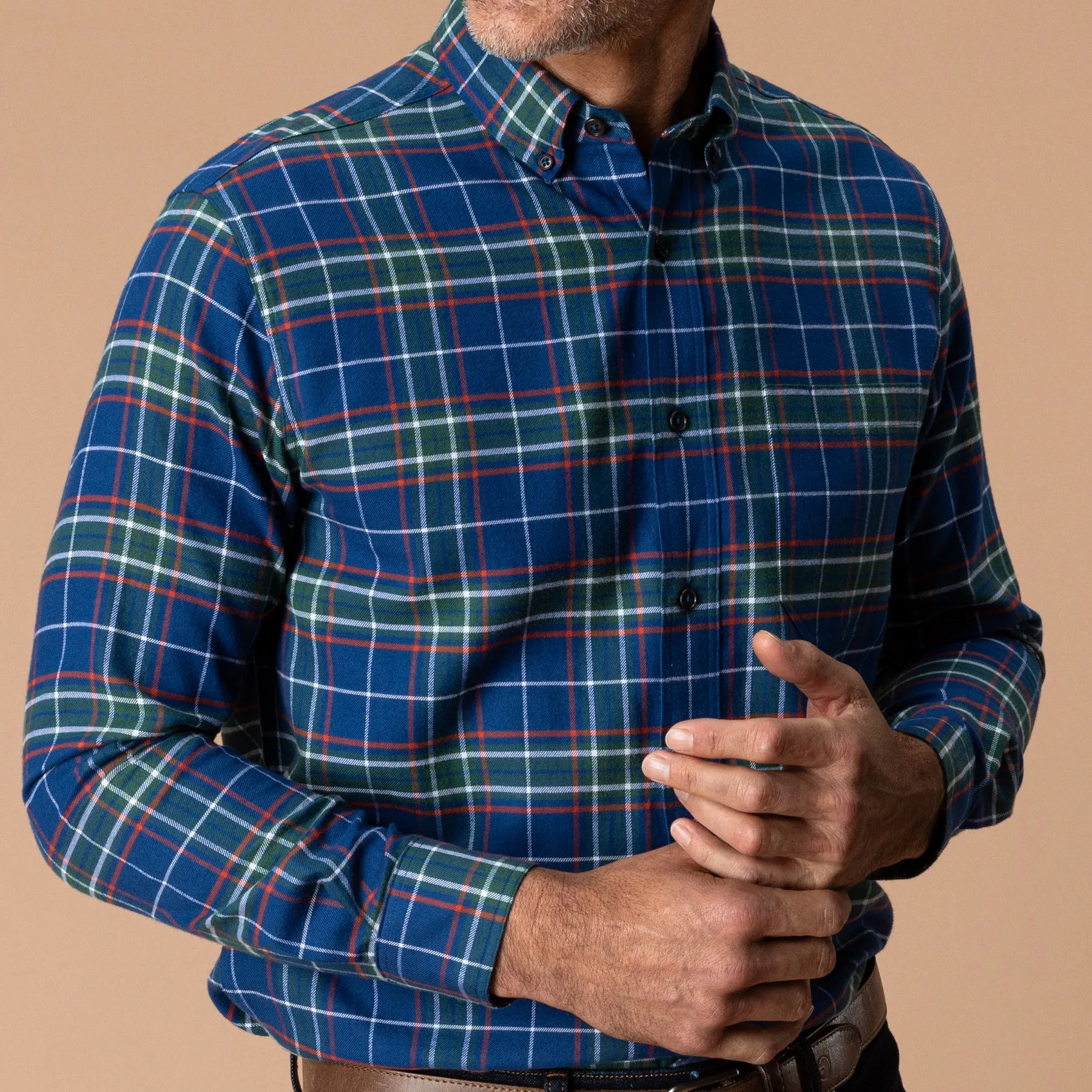 Cotton Flannel Sport Shirt - Osborne Plaid - Navy Peony sold by Duck Head product image thumbnail 2