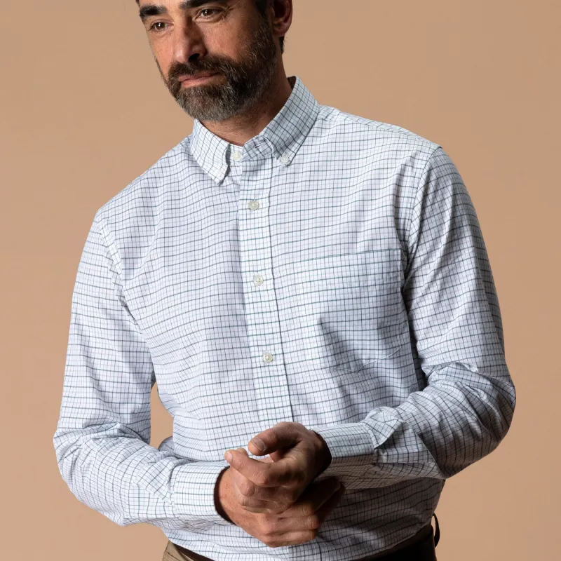 Cotton Cashmere Poplin Sport Shirt - Tolliver Plaid - Spruce Mist made by Duck Head