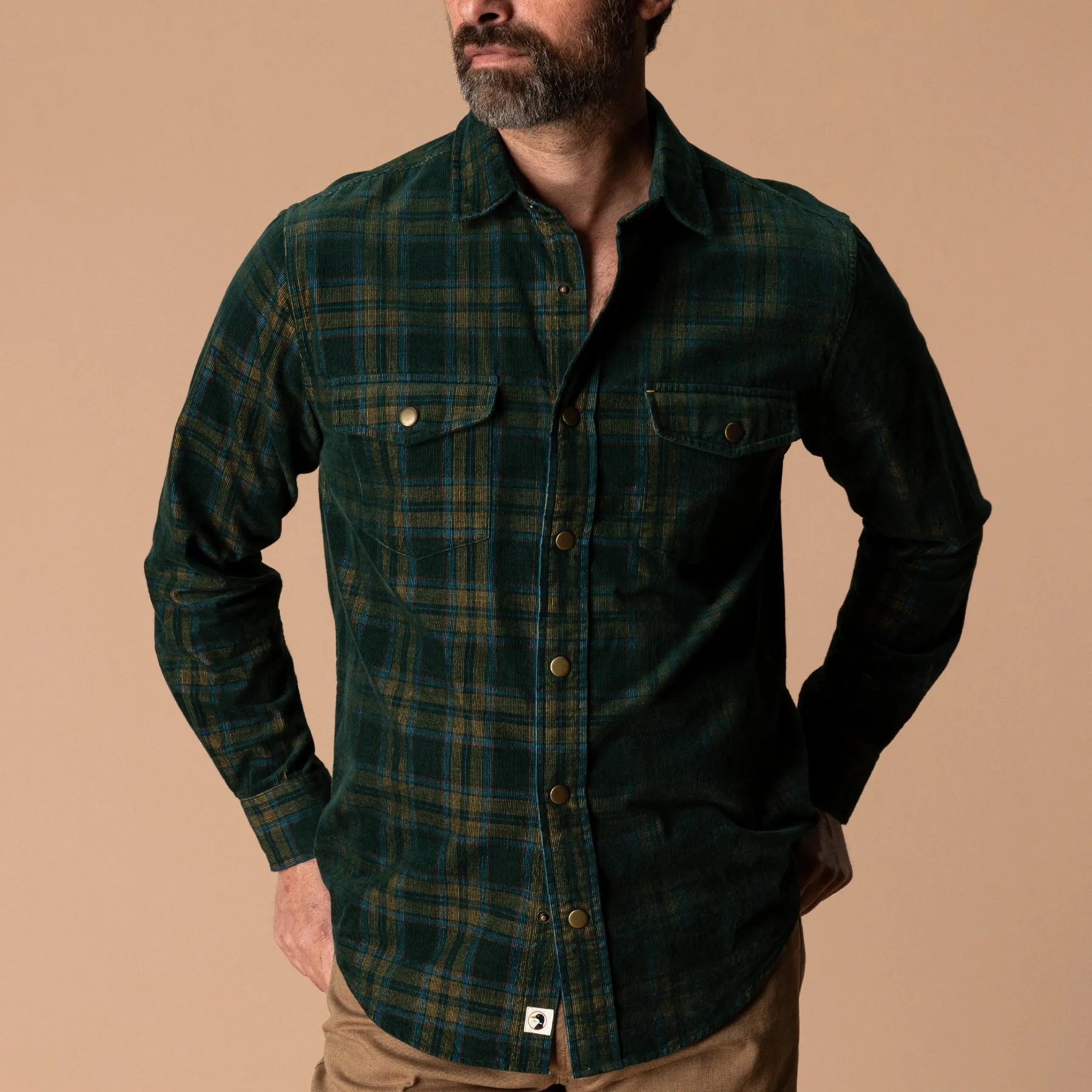 Corduroy Snap Shirt - Timberly Plaid - Pine Grove sold by Duck Head