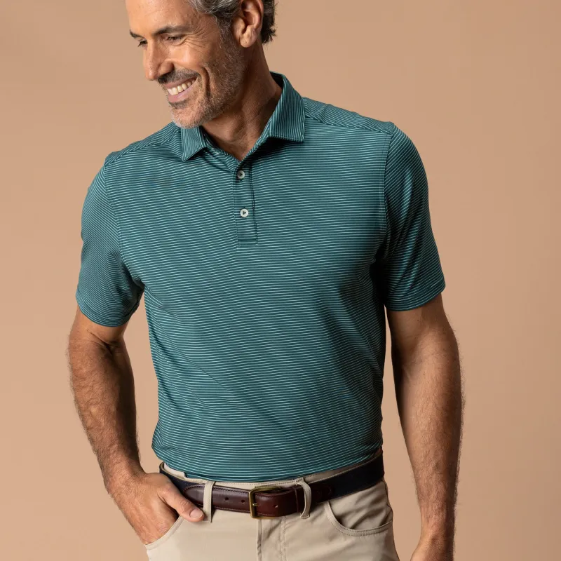 Long Drive Performance Polo - Whit Stripe made by Duck Head