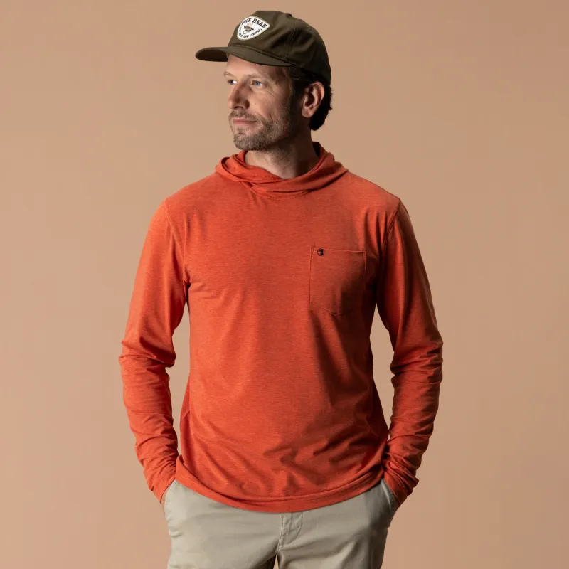 Windward Performance Hooded T-Shirt - Burnt Sienna Heather made by Duck Head