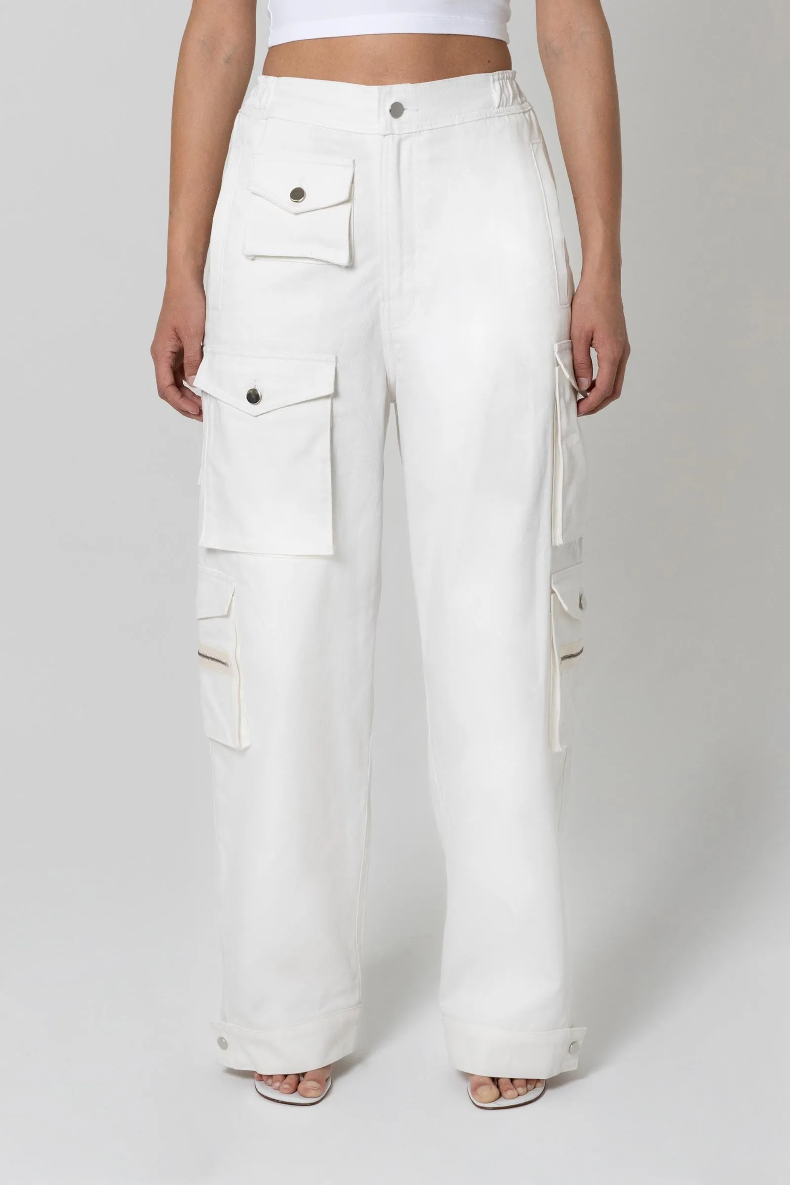 White Cargo Pants sold by EB Denim