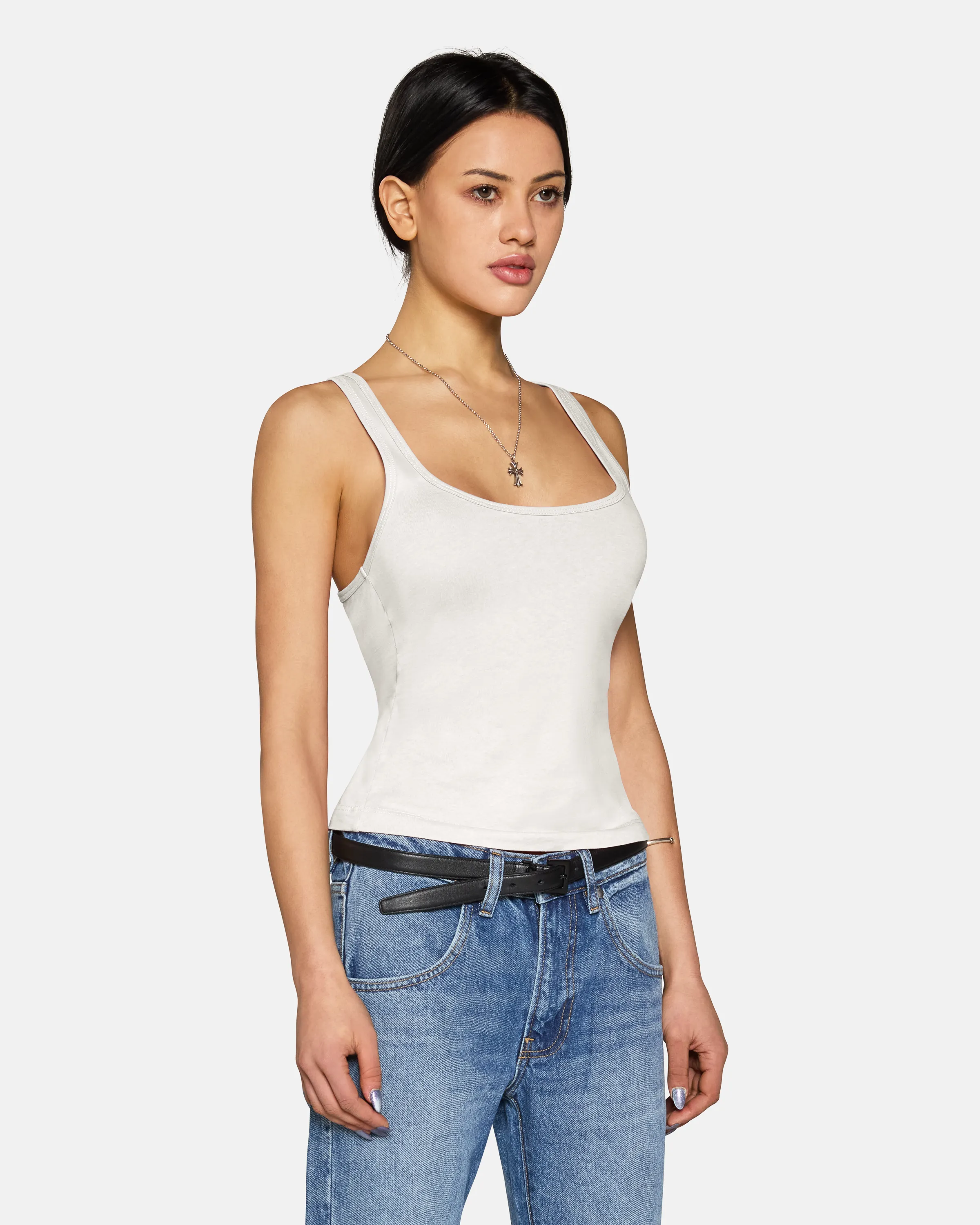 Lucy Racer Back Tank White sold by EB Denim product image thumbnail 3
