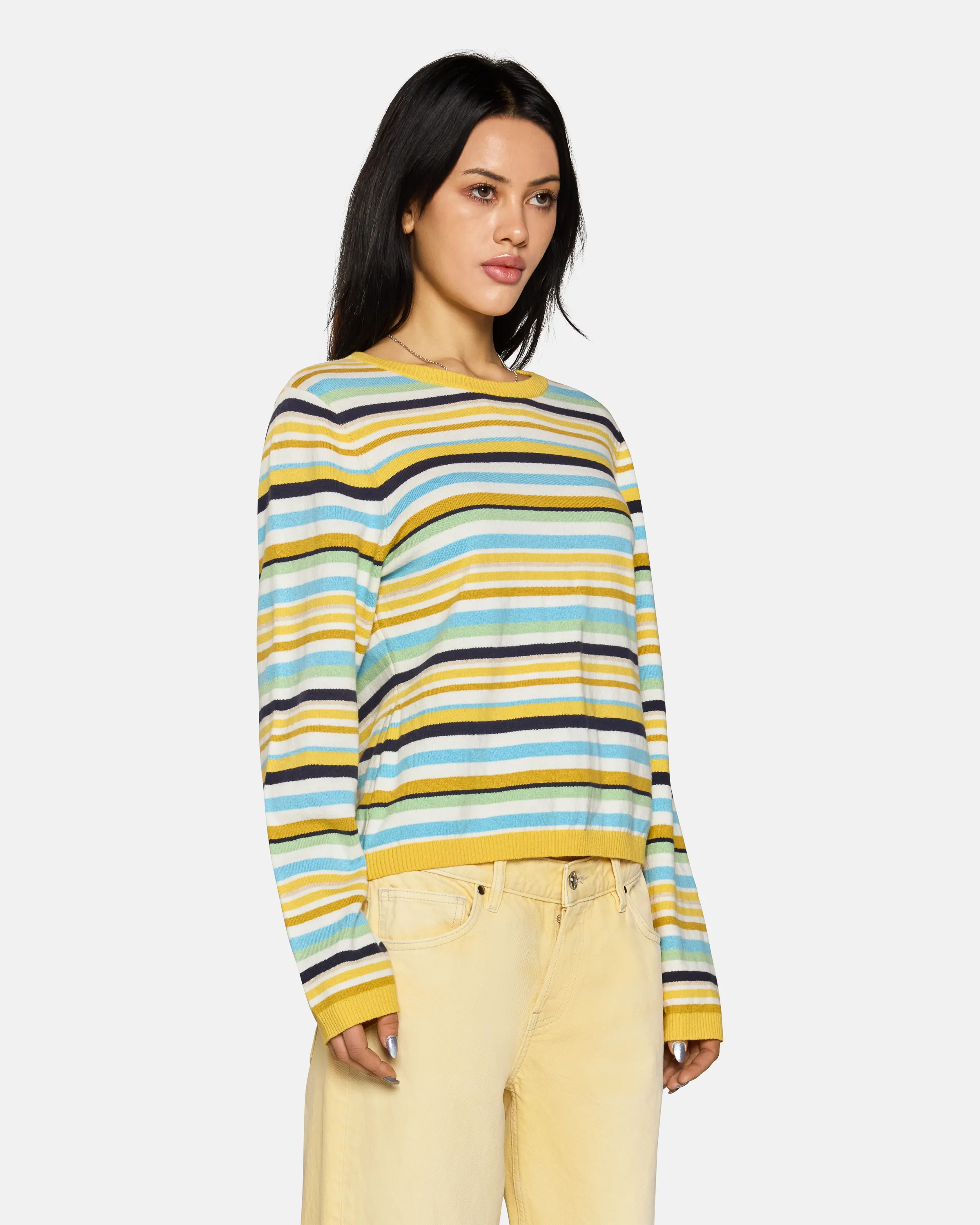 Shannon Stripe Sweater Mustard Navy Multi sold by EB Denim product image thumbnail 3